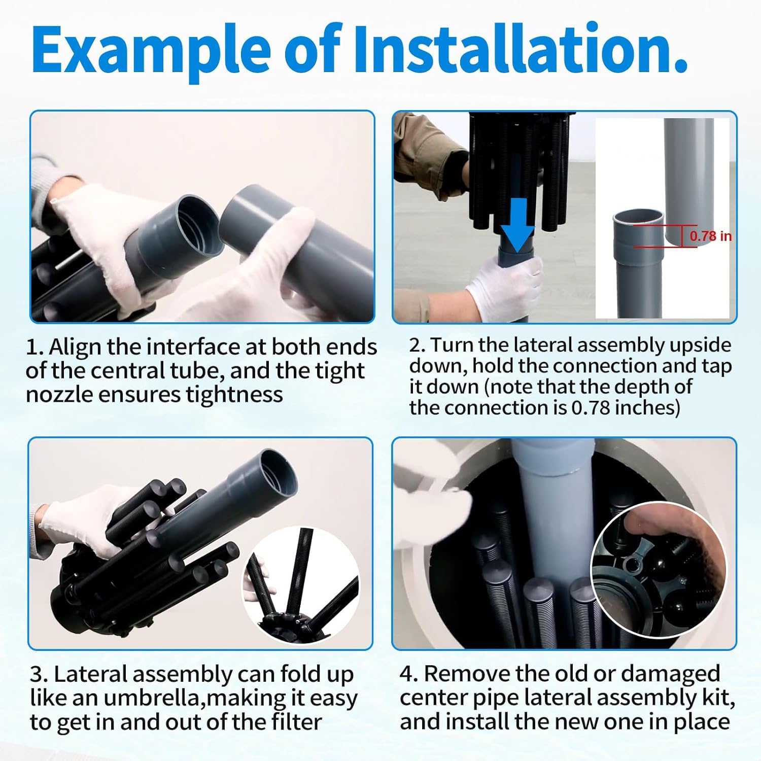 SX244DA Lateral Assembly with Center Pipe for Hayward s244t Sand Filter Tank, Pool Threaded Lateral Compatible with Hayward S244TC, S270T, S270T2 Sand Filter, Spa Pool Sand Filter Replacement Parts