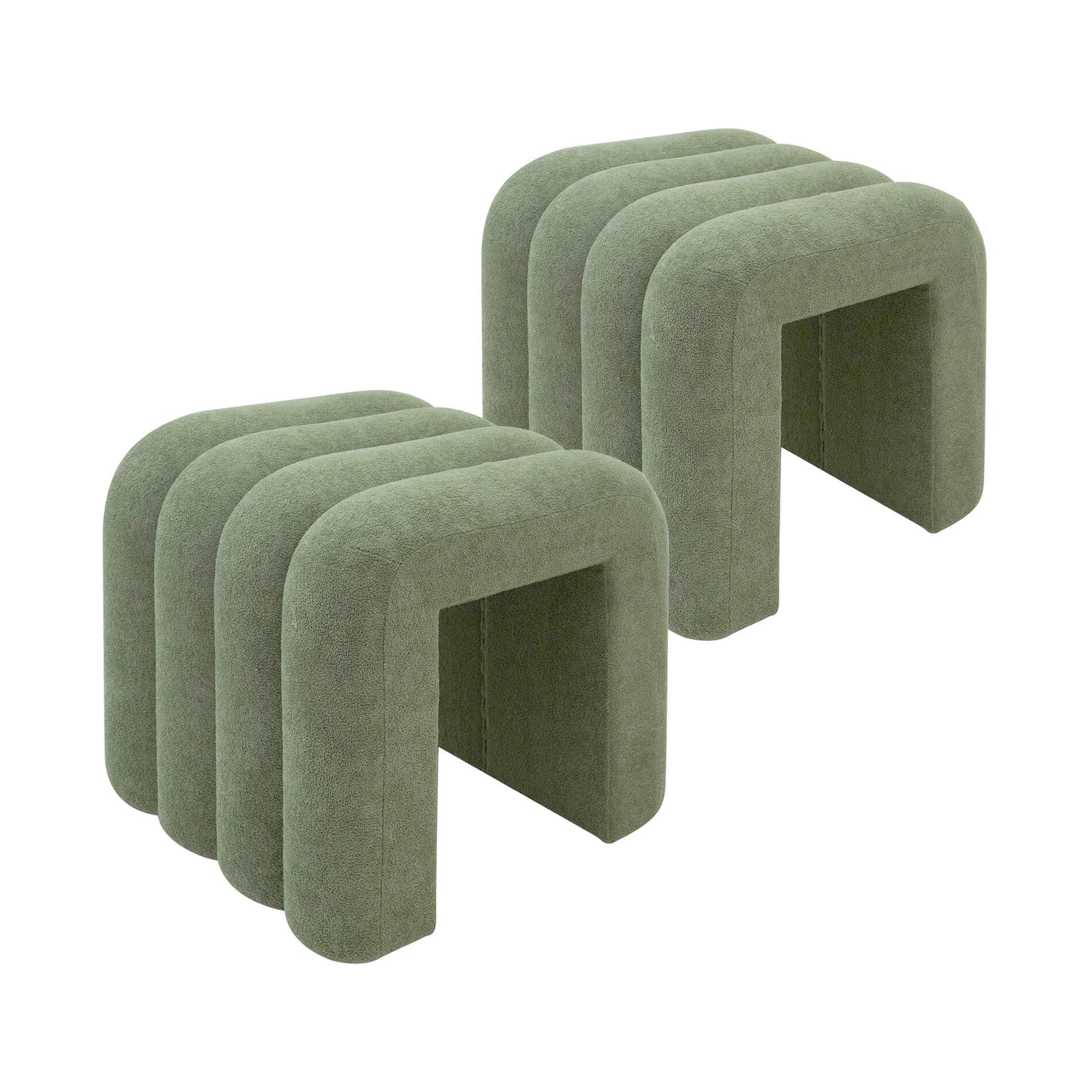 Rebecca Mobili Set 2 Moderne Fußstützen, Niedrige Pouf Hocker, Dunkelgrün, Polyesterstoff MDF, Wohnungsdekoration, für Sofa - Maße HxBxT: 40 x 38 x 40 cm - Art. RE7062