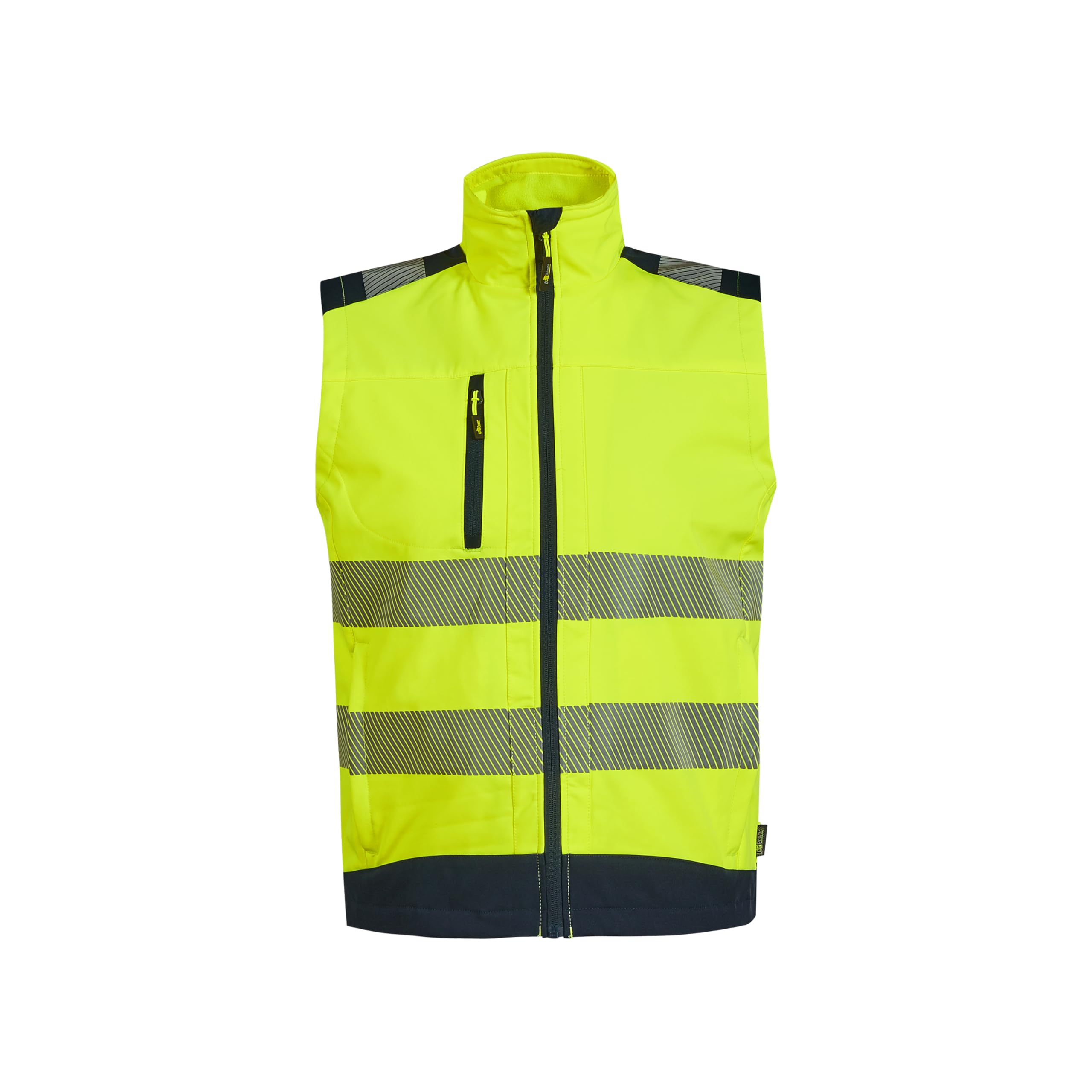 U-Power DANY, Weste, ärmellose Jacke, aus Softshell-Stoff, durchgehender Reißverschluss, wasserabweisend, bequeme Arbeitskleidung, mit Handytasche, mit Reißverschluss - YellowES FLUO XL