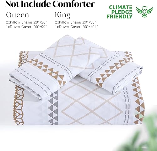 Miniatura 3 de Funda de edredón de algodón, tamaño Queen, 100% algodón, 400 hilos, azteca, bohemio, beige, geométrico, beige, a rayas, ligero, 3 piezas, cierre de