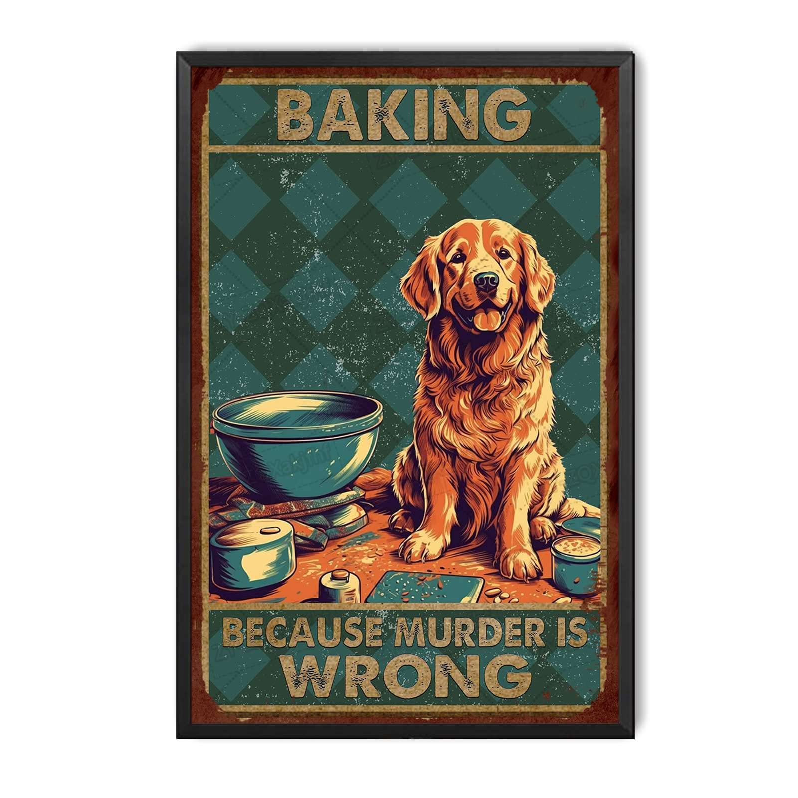 Metal Tin Sign Labrador Baking Inspired Vintage Decorative Wall Plaque, Dog Lover Kitchen Poster For Home Kitchen Living Room Bar Cafe Farmhouse Indoor Outdoor Patio Wall Decoration, 6x8 Inch