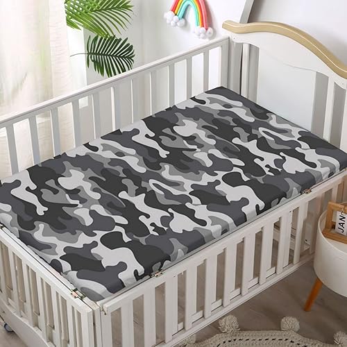 Miniatura 2 de Sábana bajera ajustable para cuna con temática de camuflaje, sábana bajera estándar para cuna para niños pequeños, ideal para habitación de niños o