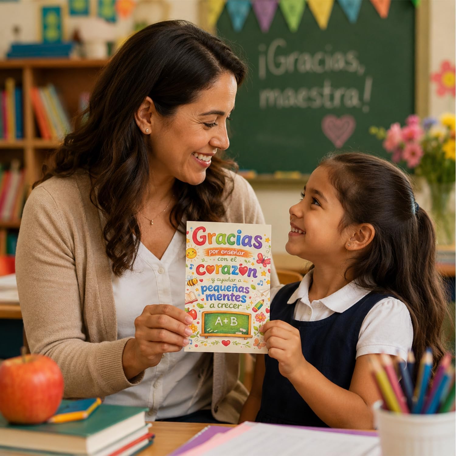 Set de 3 Llaveros con Tarjetas de Agradecimiento para Profesores, Regalo Original Fin de Curso