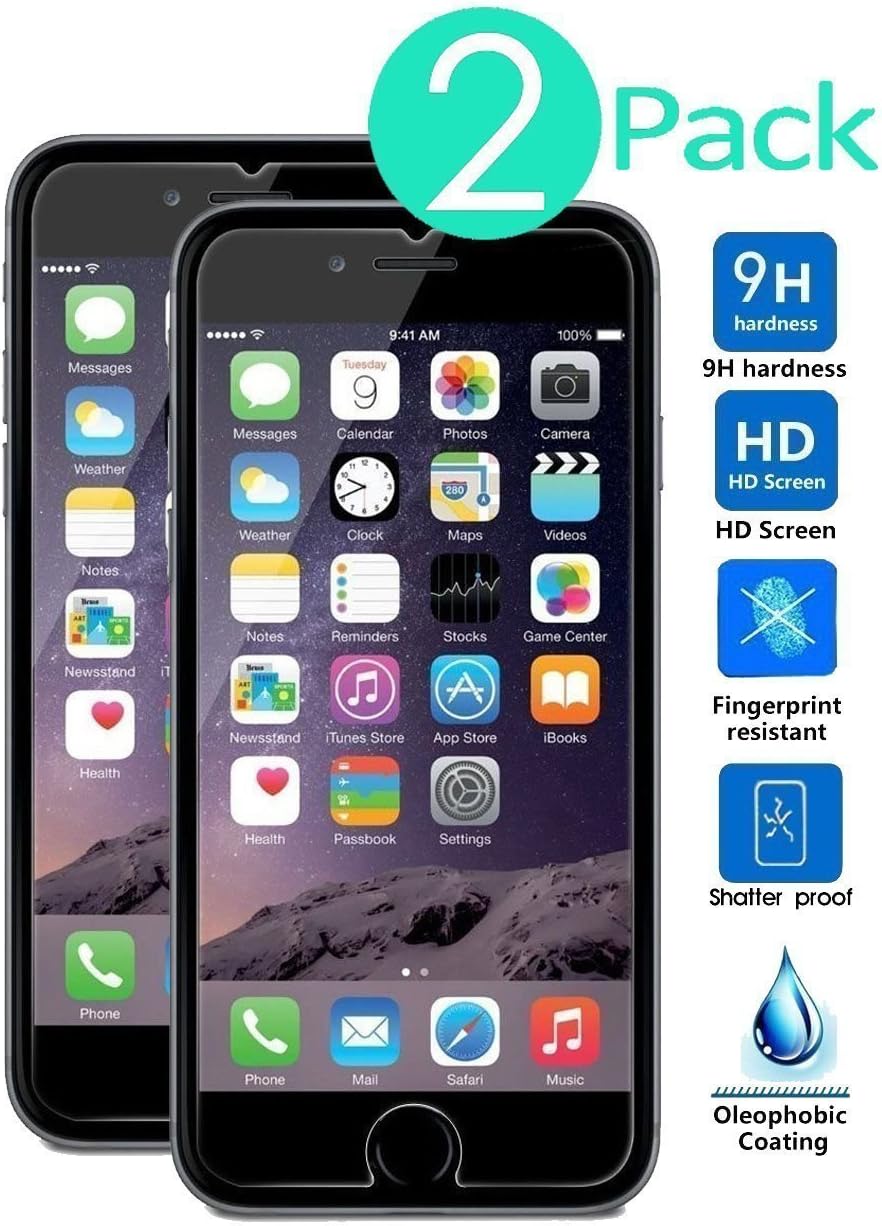 iPhone 6s Screen Protector, 2-Pack Premium Tempered Glass Screen Protector Fi...