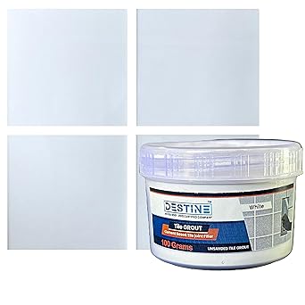 DESTINE Tile Grout (16 Colours) | Cement Based Tile Joint Filler | Crack Filler | (100 Gram) (White)