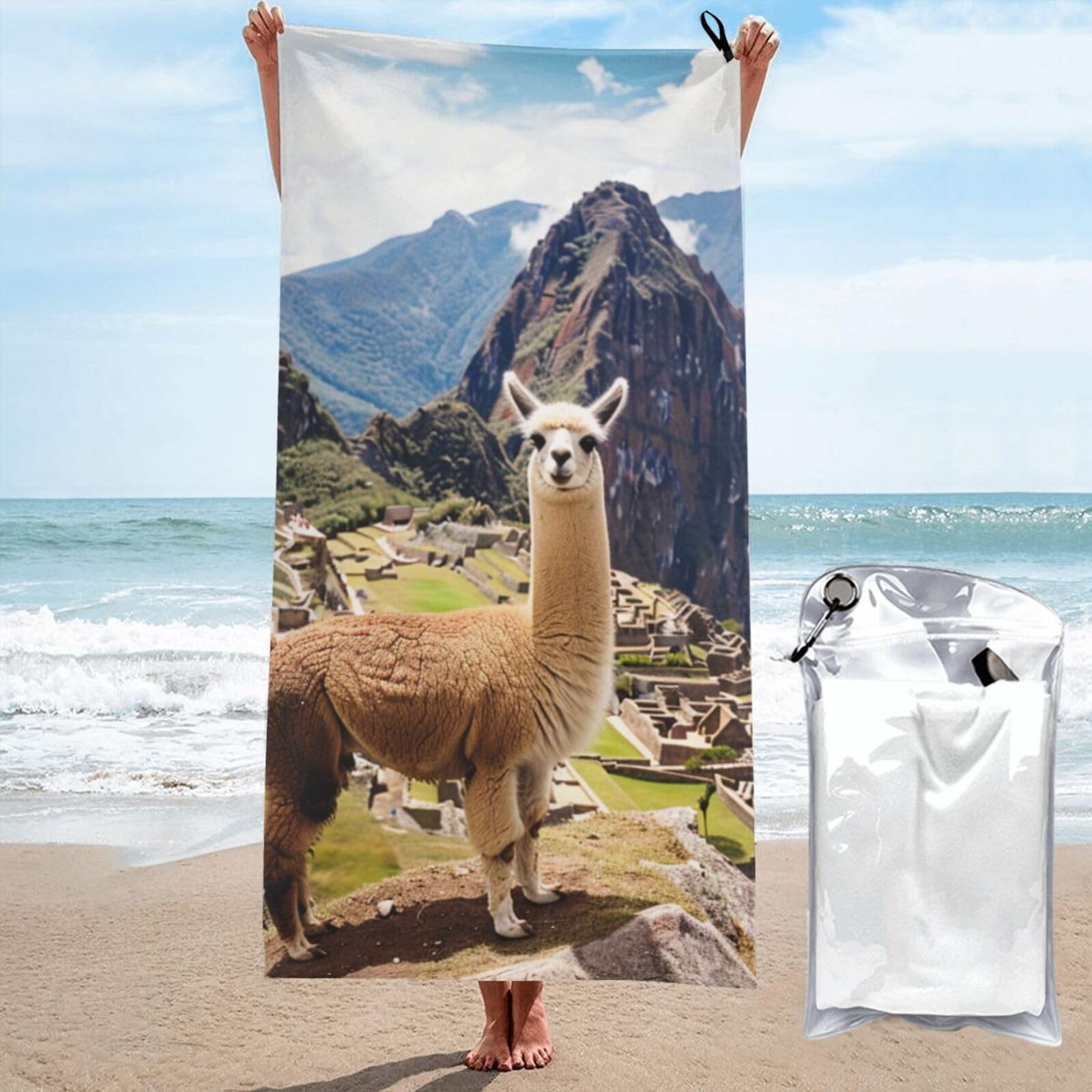 BWWHCCTI Sheep Printed Microfiber Quick Dry Beach Towel 80x160 CM, Fast Drying Bath Towels with Bags for Travel,Camping,Gym,Beach,Swimming,Yoga