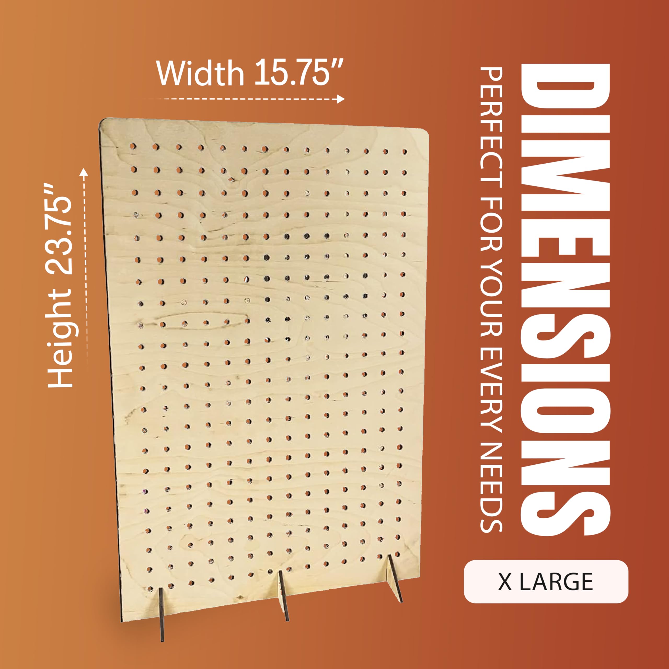 Soporte de exhibición de tablero perforado para joyas, ferias de manualidades, ventas, eventos de proveedores, herramientas, organizador de accesorios de tablero de clavijas, XXL 15.75 pulgadas de