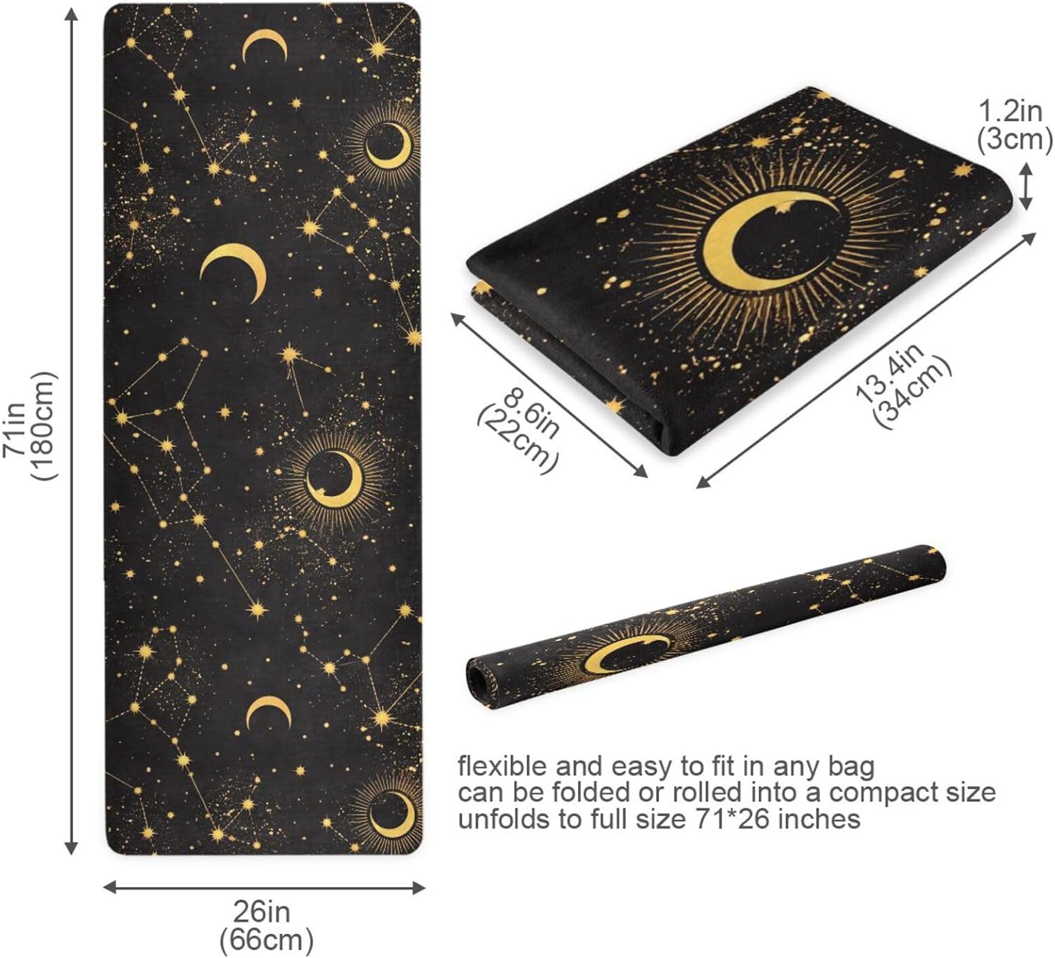 Space Galaxy Constellation Yoga Mat Non Slip Thick Kids Eco Friendly Rubber Workout Foldable Yoga Mat Women Exercise