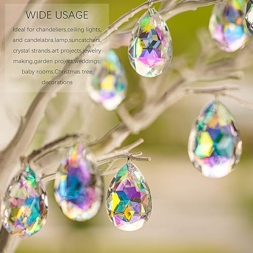 Miniatura 6 de HDCRYSTALGIFTS 12 Piezas 50mm Prismas de Cristal de Bauhinia Coloridos Colgantes de Ornamento Bauhinia Prismas de Arco Iris para Colgar Prismas para