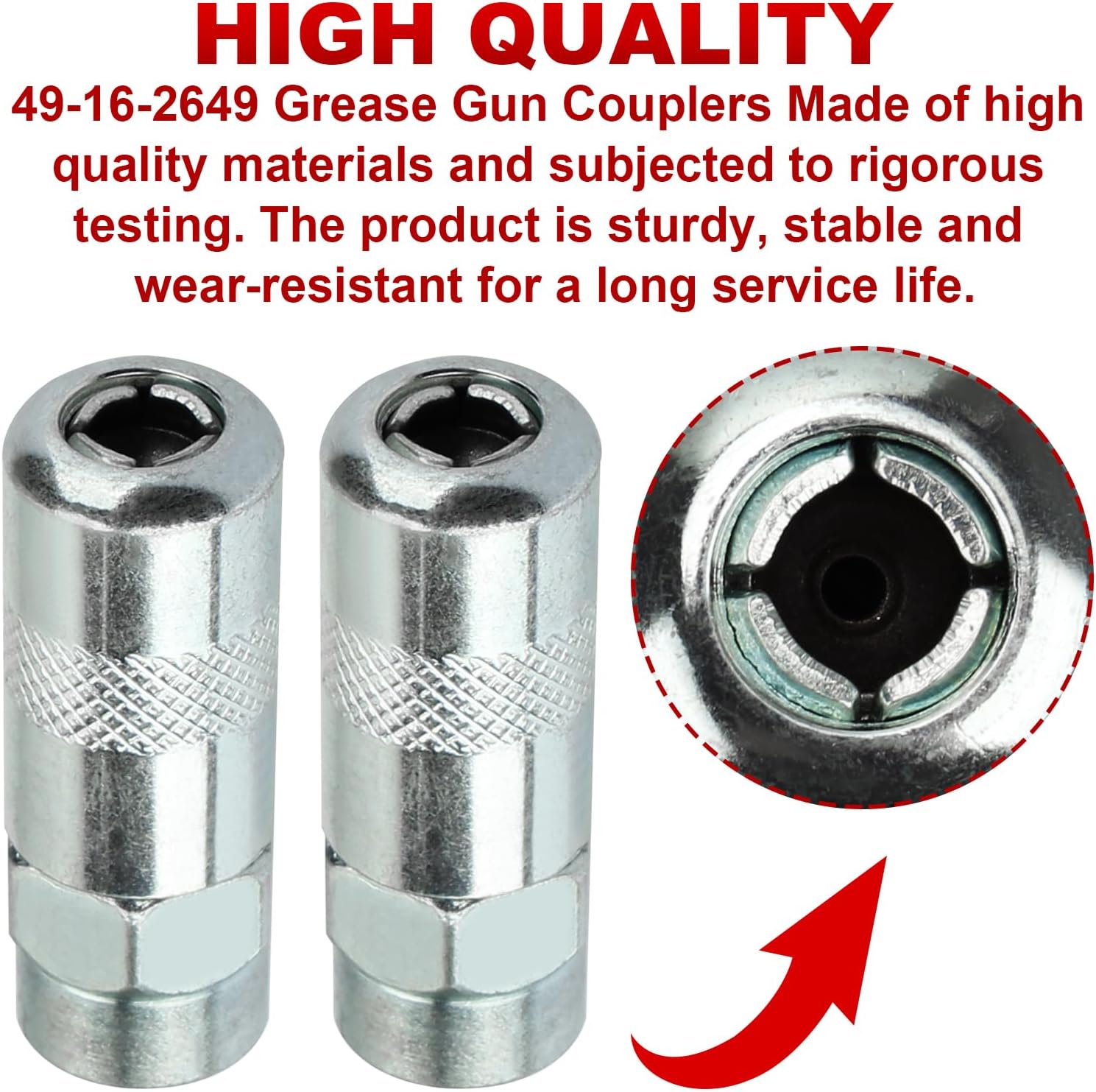 49-16-2649 Grease Gun Couplers Fits for Mil-wau-kee M-18 Cordless 2-Speed Grease Gun and The M-12 Cordless Grease Gun& 49-16-2647 48" Grease Gun -(4pc) 10000PSI High Pressure Grease Coupler