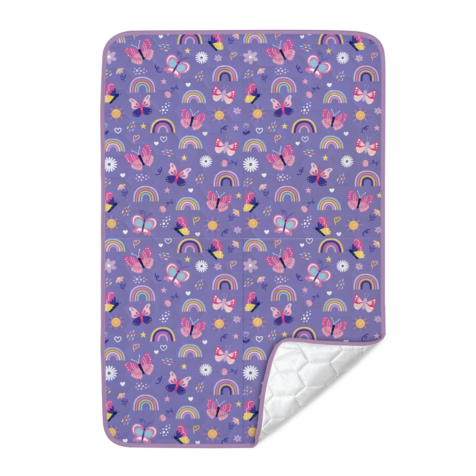 Rainbow Pee Pads, Potty Training Bed Pads, 100% Waterproof & Bed Wetting Sheets for Single & Toddler Beds, Non Slip, Cute Pattern