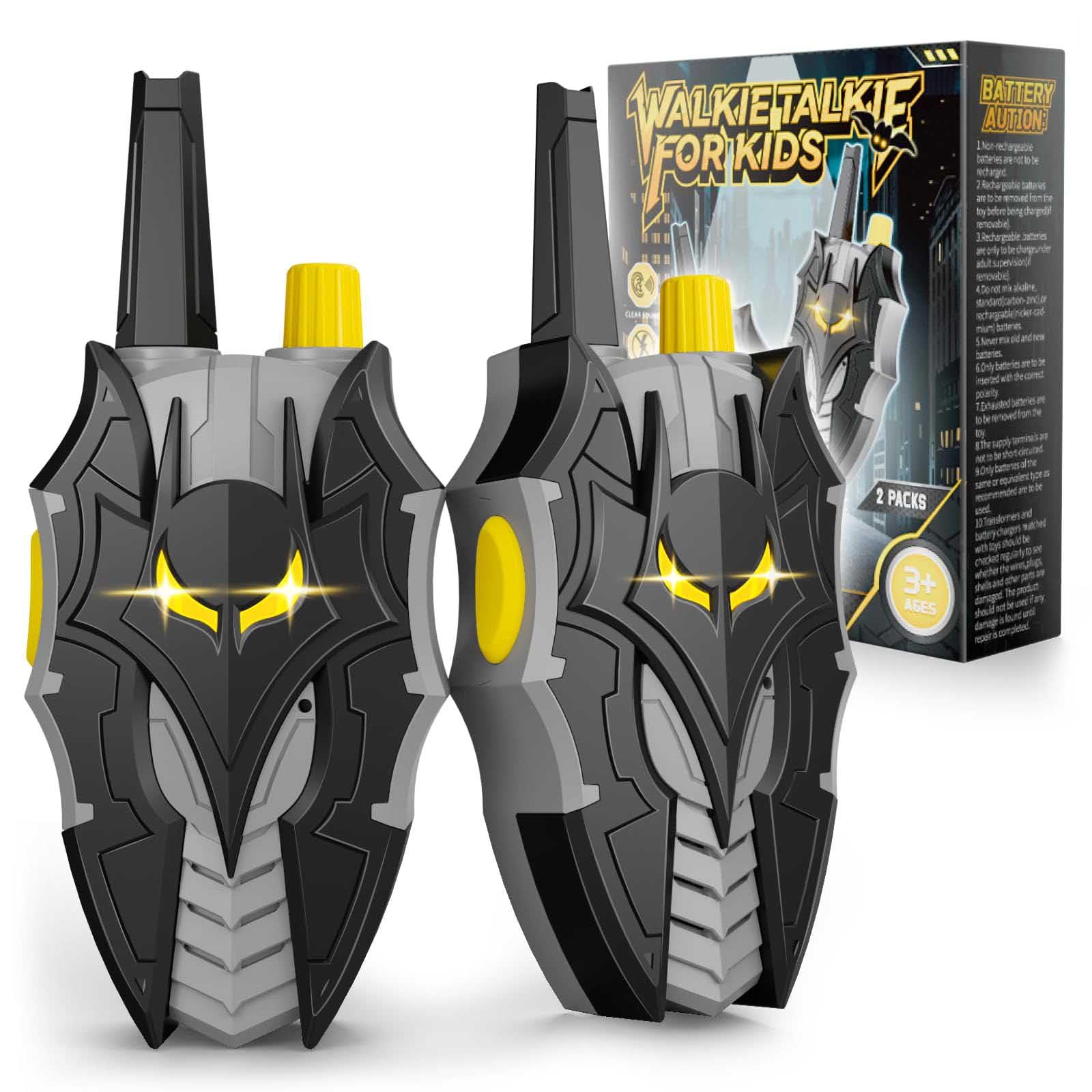 Walkie Talkies for Kids with Eyes Lights, Bat Stealth Spaceship & Winged Dart Design, Birthday Outdoor Camping Garden Toys Presents for 3 4 5 6 7 8 9 10 Year Old Boys Kids Toddler Toys Gifts Age 3-12
