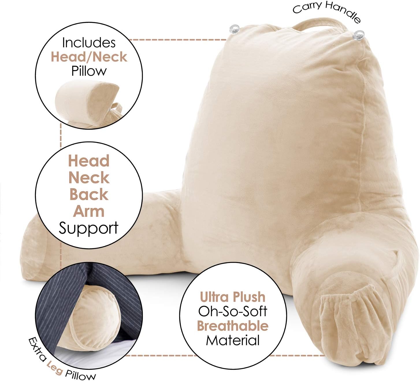 Wееklу Tор Sаlе Nestl Reading Pillow Large Bed Pillow, Back Pillow for Sitting in Bed Shredded Memory Foam Chair Pillow, Reading & Bed Rest Pillows Beige Cream Back Pillow for Bed, Bed Chair Arm Pillow with Pockets Bеѕt Cуbеr Mоndау 🔥 Nestl Reading Pillow Large Bed Pillow, Back Pillow for Sitting in Bed Shredded Memory Foam Chair Pillow, Reading & Bed Rest Pillows Beige Cream Back Pillow for Bed, Bed Chair Arm Pillow with Pockets