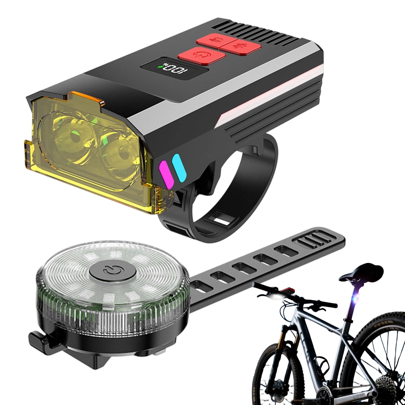 LED per Bicicletta, Ricaricabile Molto Luminoso con, Set Faro E Fanale Posteriore LED Della Bicicletta, per Adulti Uomini Donne Scooter VAE Mountain Strada Ciclismo Navetta