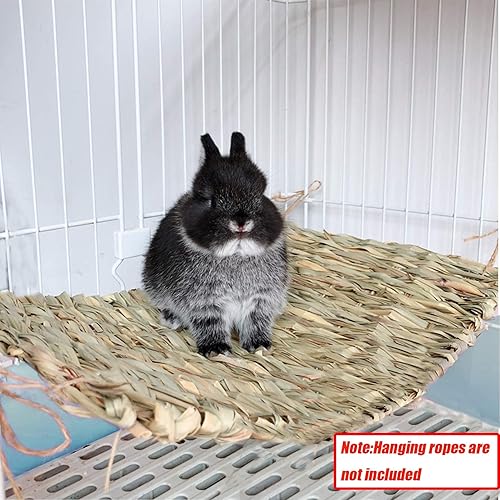 Miniatura 6 de Tfwadmx 6 alfombrillas de hierba de conejo de 16.5 x 11 pulgadas, alfombra grande de hierba marina tejida natural, cama para dormir para