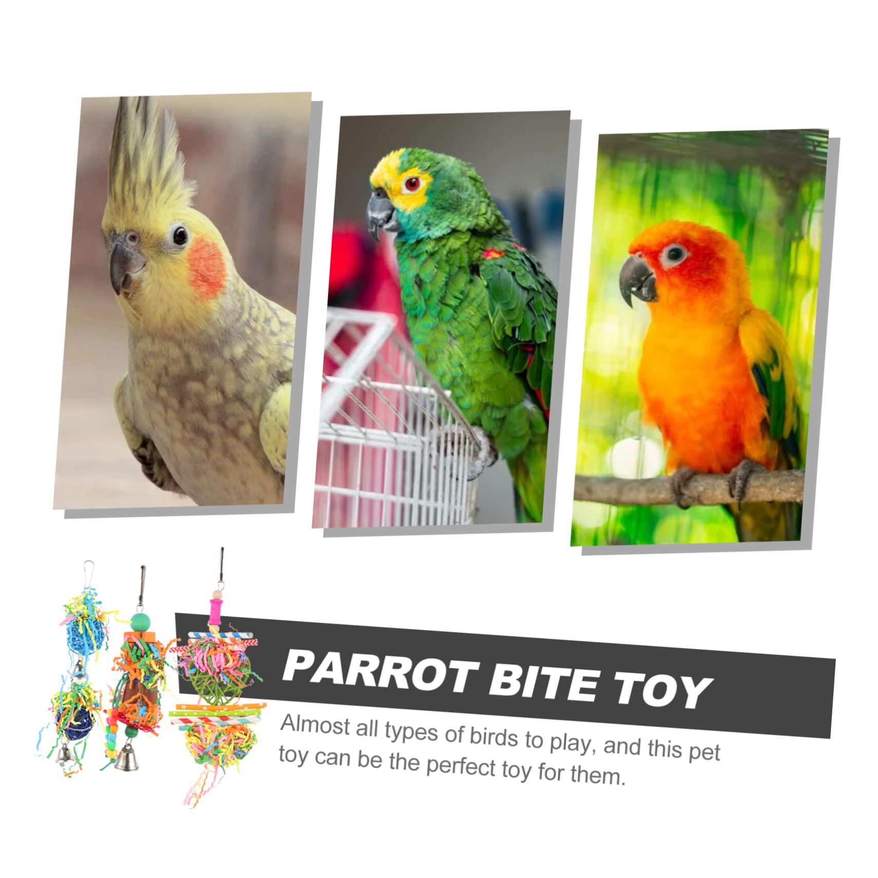 FOMIYES Lot De 4 Grands Jouets pour Oiseaux Jouet À Mâcher pour Perroquet Jouet De Dentition Amusant pour Perroquet Jouets pour Oiseaux 4 Pièces X 4