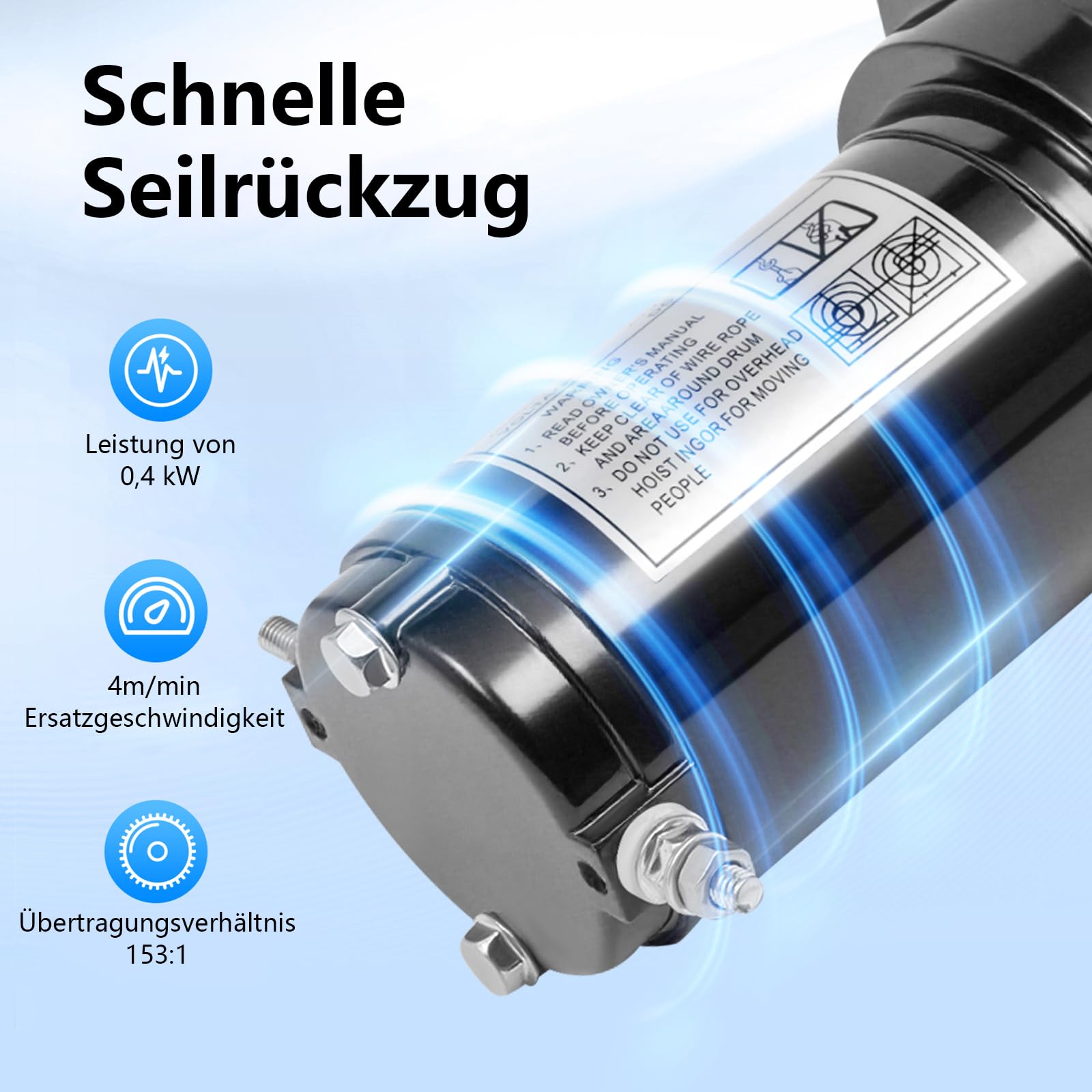Elektrische Seilwinde 12V 0,4KW Motorwinde Seilzug 900KG Horizontale Traktionslast kompakter Seilhebezug für ATV, Auto, Boot, Anhänger, Offroad
