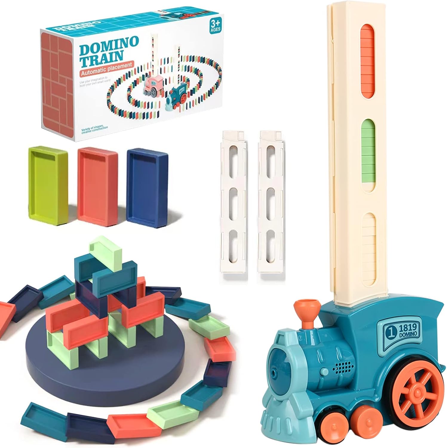 ZIAERKOR 160pcs Dominos Train Blocks Set, Domino Train Toy