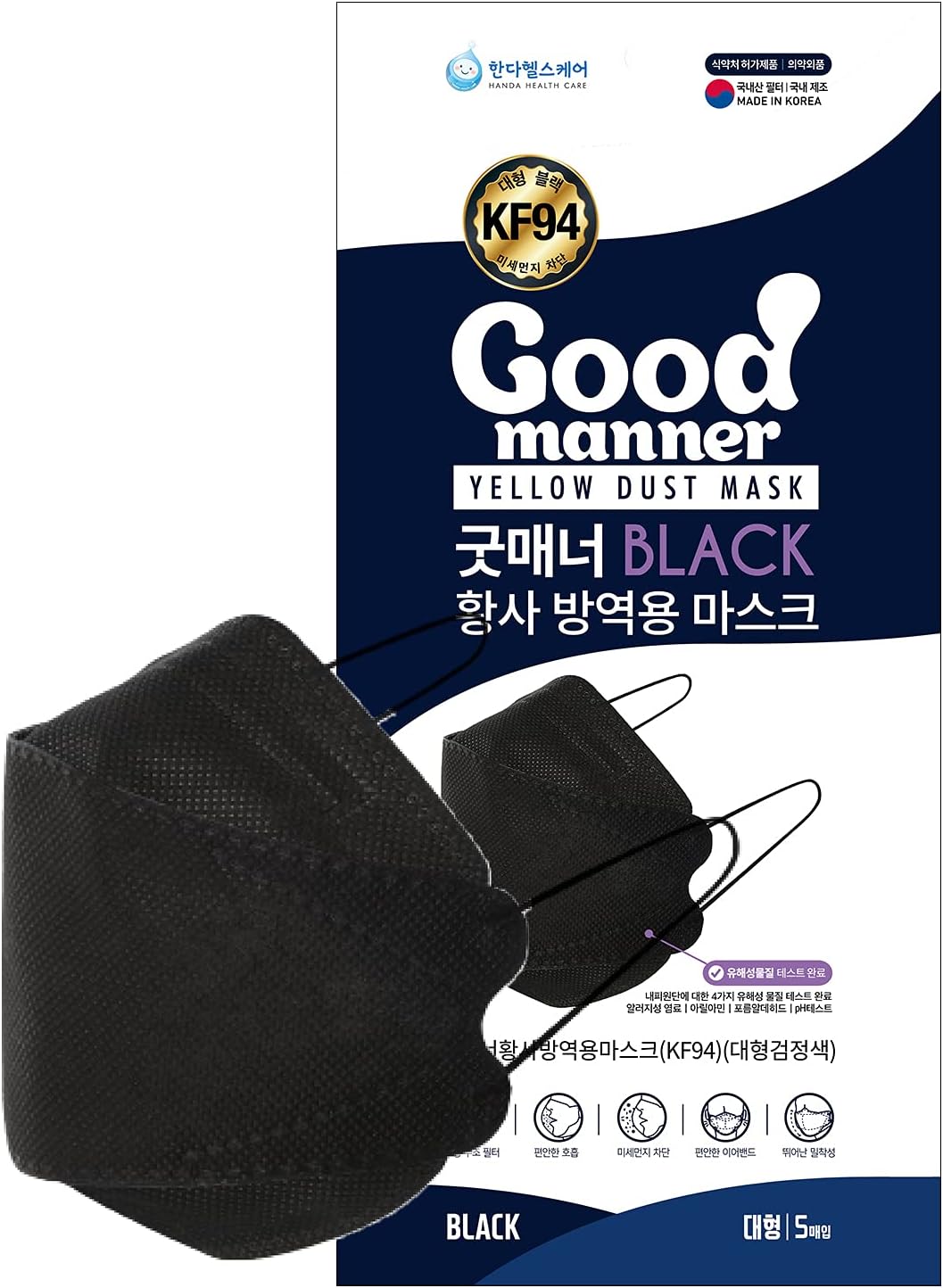 THEPURIKF94 Disposable Face Safety Mask, Black 20 Masks, Eco-Friendly Packaging - 5 Masks in 1 Pack, Breathable Mask for Adults – Good Manner