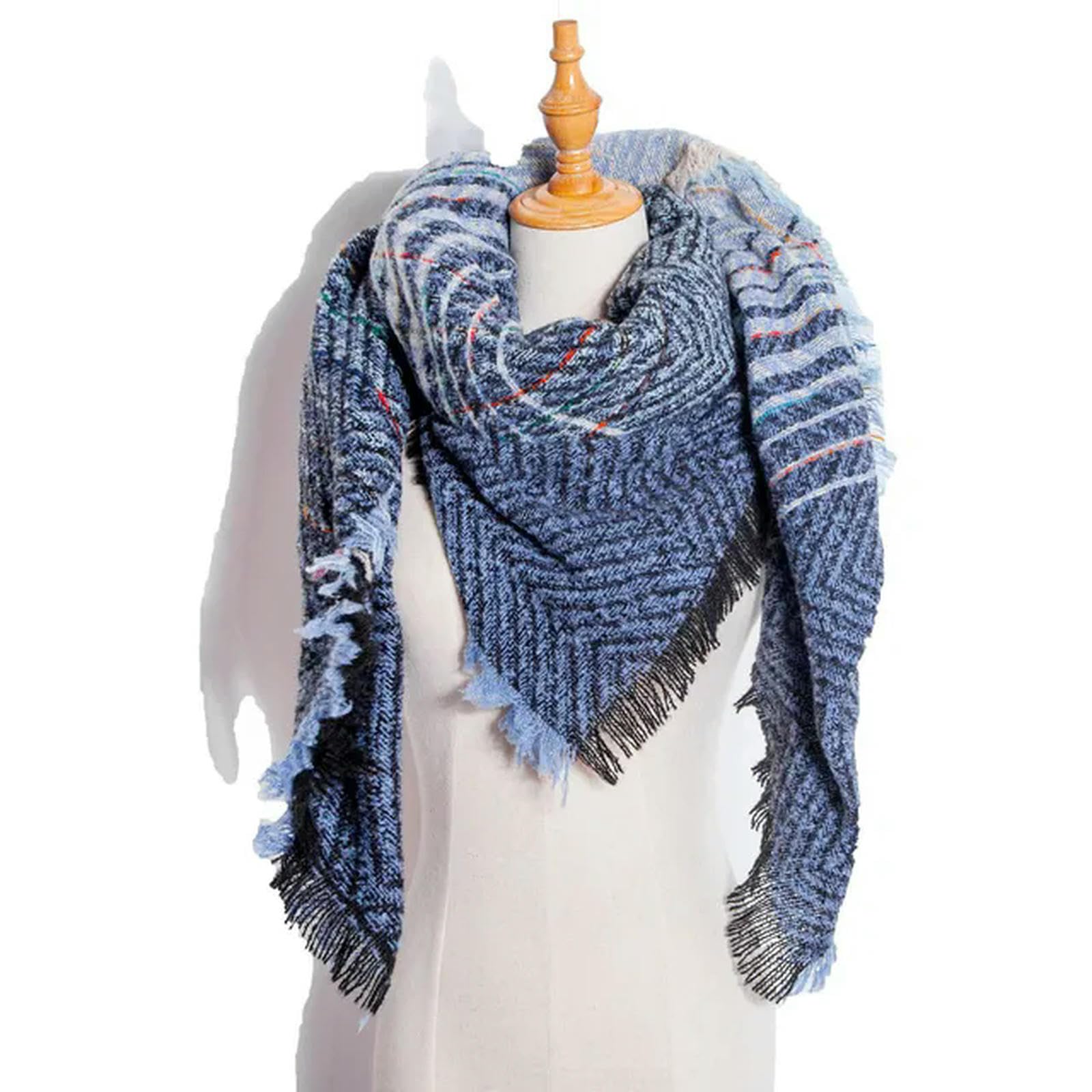 MdybF Szalik w kratę zimowy szalik kobiety ciepłe pełne solidne szaliki moda szaliki na co dzień