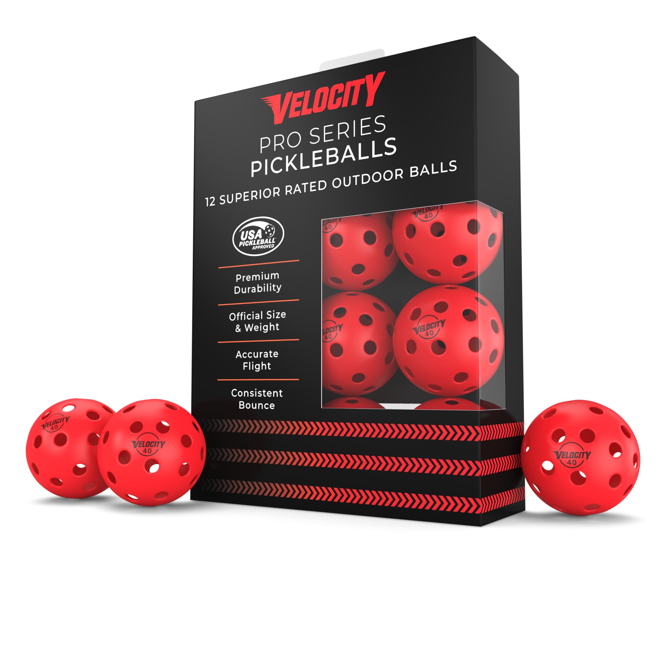 Velocity Pickleballbälle für den Außenbereich, USAPA-zugelassen, offizielle Größe und Gewicht, 40 Löcher