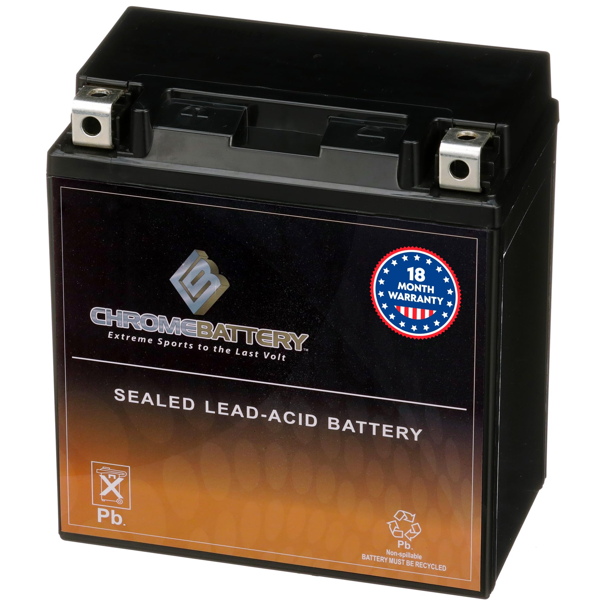 CB CHROMEBATTERY YTX20CH-BS 12 V 270 CCA AGM – Maintenance-Free 18 Ah Battery for ATV, UTV, Motorcycle, Snowmobile, Jet Ski – T3 Nut &amp; Bolt Terminal – Fits Harley Road Glide, Polaris RZR 800