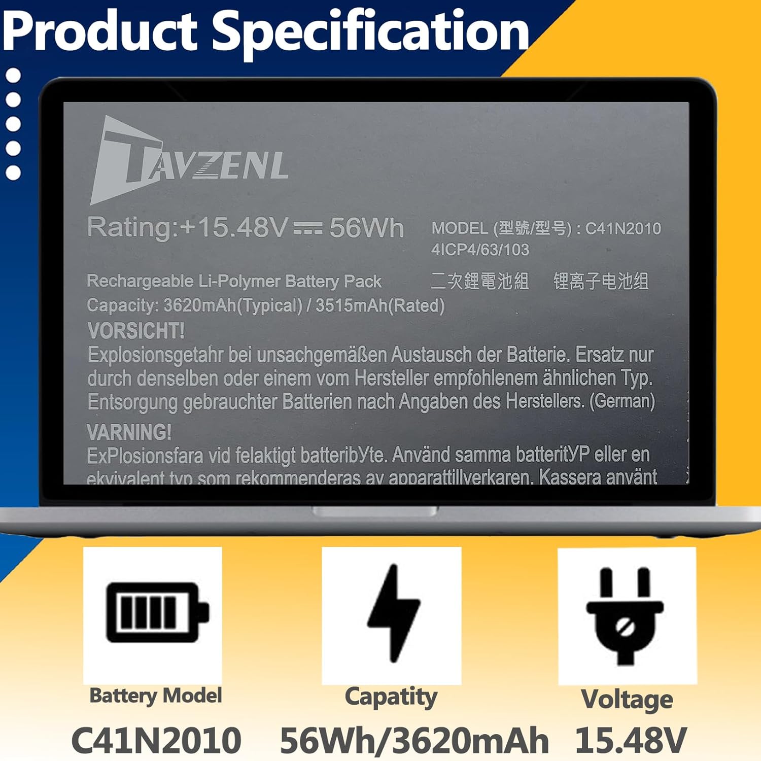 C41N2010 56Wh Battery Replacement for ASUS ROG Strix G17 G713QE G713IE G713IH G713QC G713QE G513QE G513QC G513IH G513IE G513IC Series 15.48V 3620
