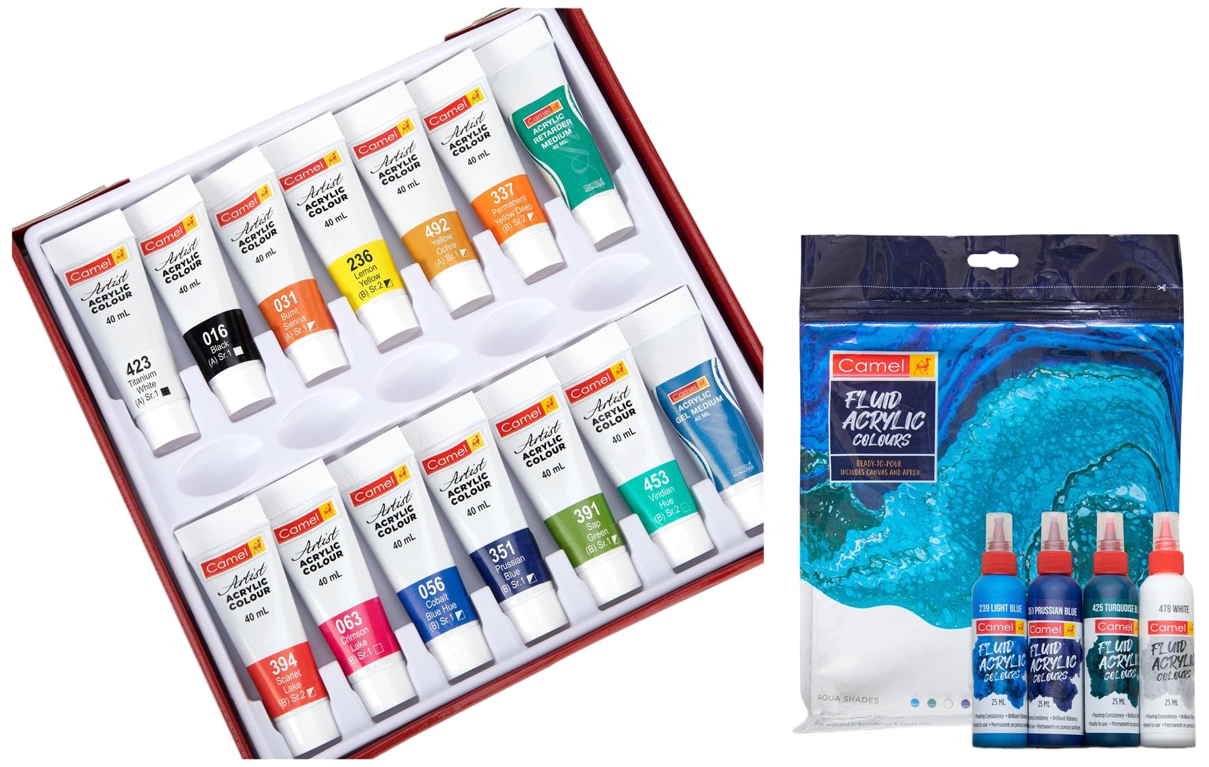 Camel Camlin Kokuyo Artist 40ml Acrylic Color Shade - 12 Shades (Multicolor) Fluid Acrylic Kit - Aqua Series (B0C3RL6ZYD) Amazon Price History, Amazon Price Tracker