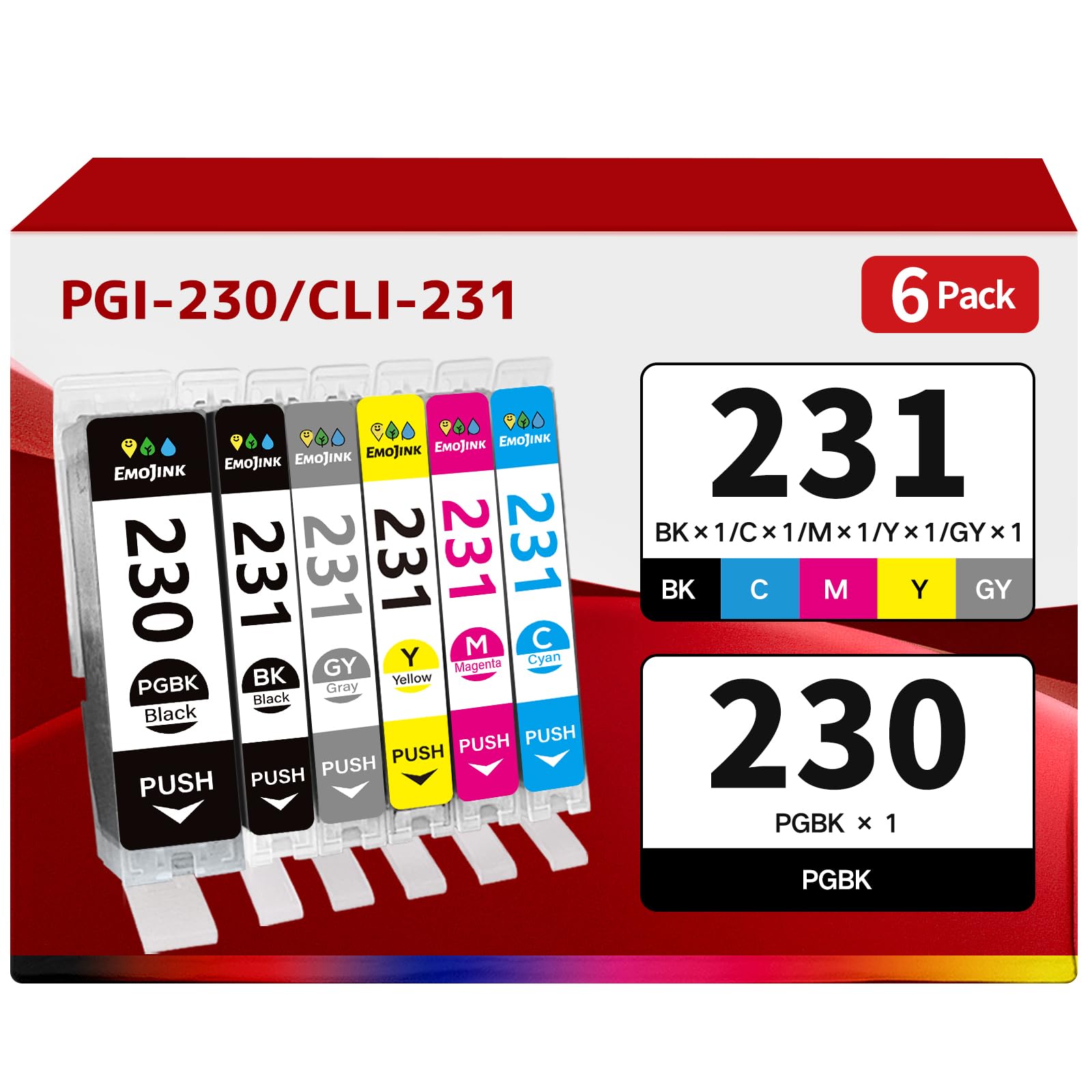 Amazon.co.jp: PGI-230 CLI-231 大容量インクカートリッジ6個(パック