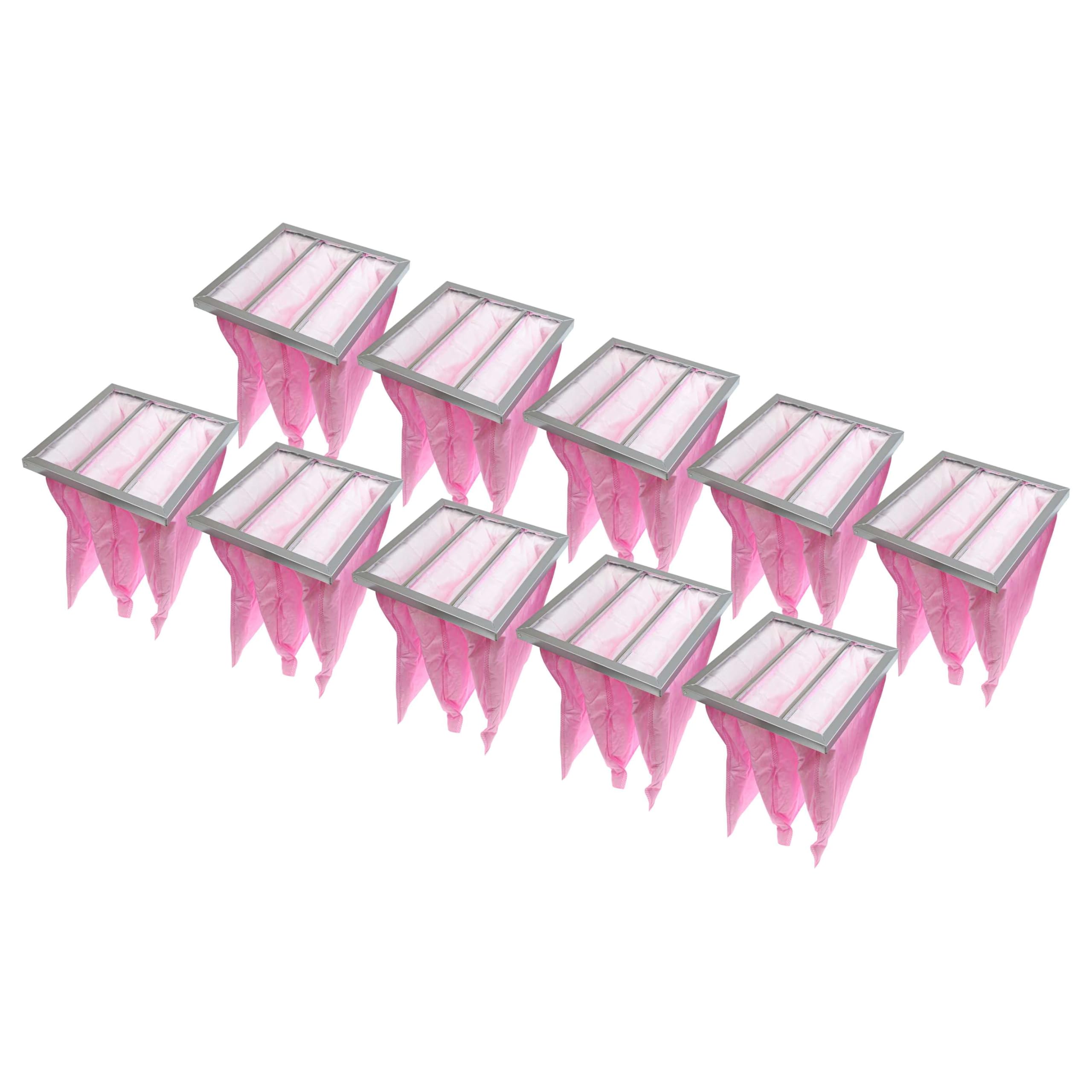 vhbw 10x Filtros de bolsa reemplaza Nilan F003997 para sistemas aire acondicionado y ventilación - Filtro F7, 28,7 x 28,7 x 36 cm Rosa