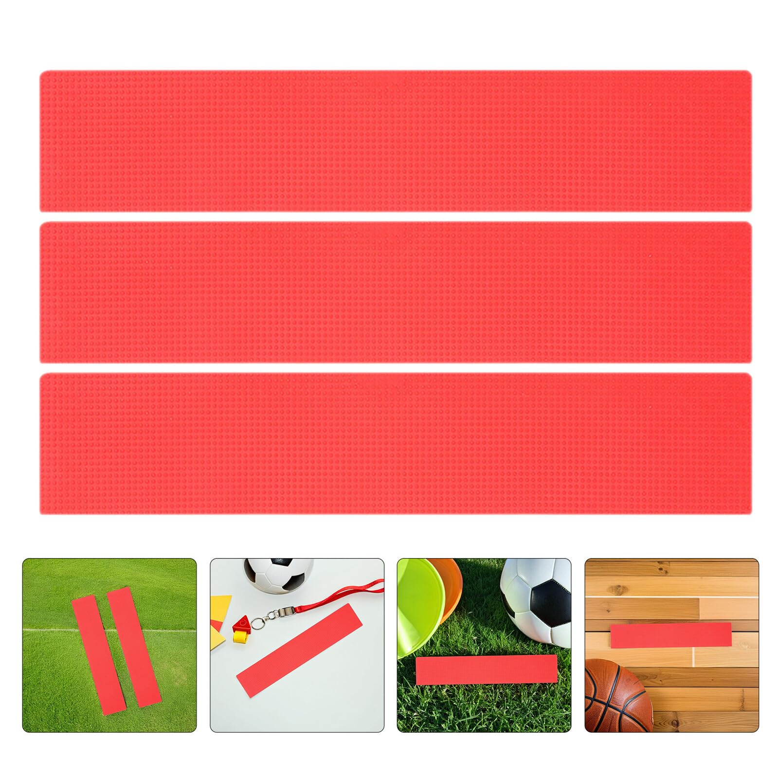 CHILDWEET 12 Sztuk Prostokątne Maty Do Znakowania Boisk Antypoślizgowe Znaczniki Granic Do Piłki Nożnej i Tenisa Czerwone Oznaczenia Linii Sportowe Trwałe Markery Boiskach Wewnętrznych i