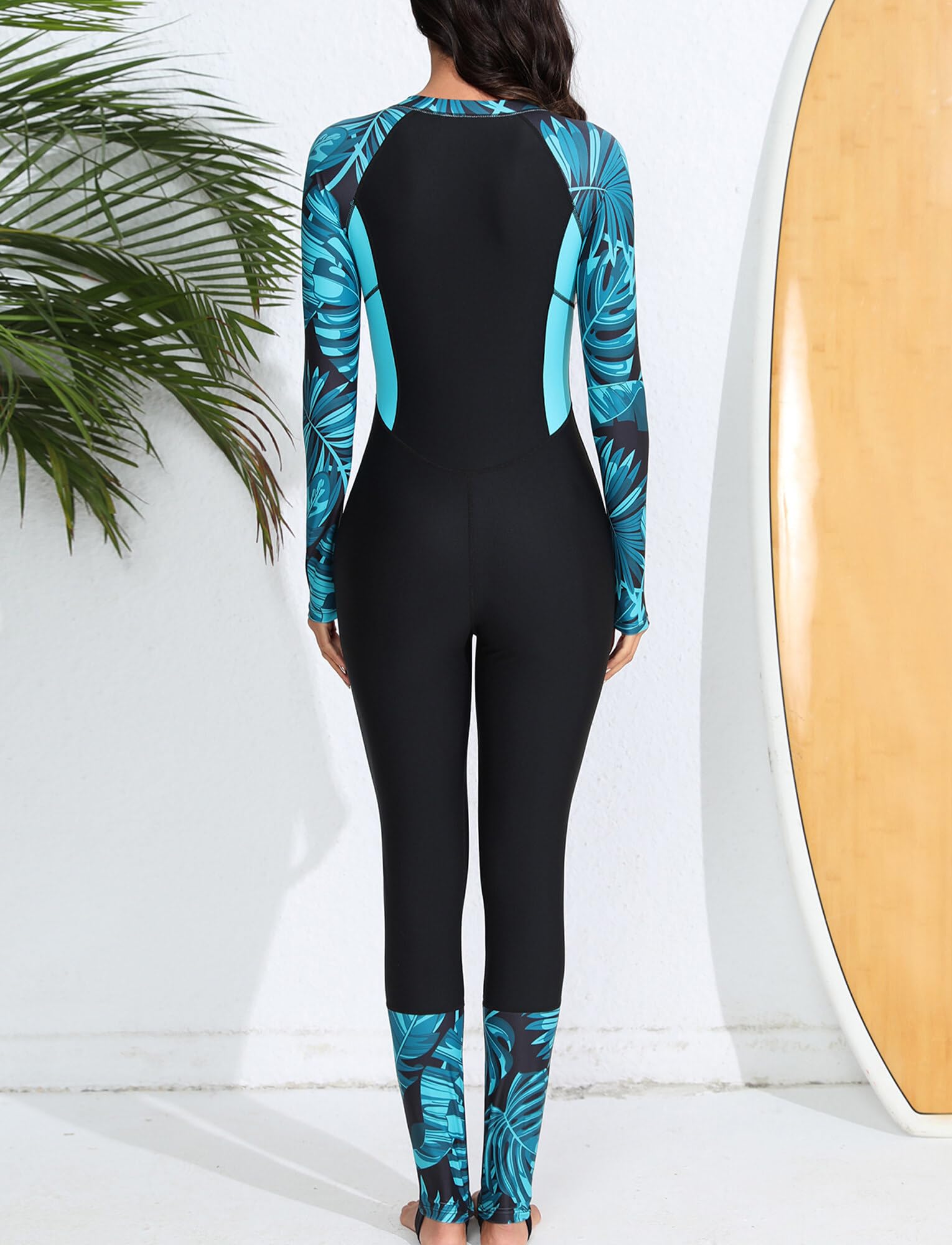 SEAUR Combinaisons de Surf de Sport Zippées pour Femme Maillot de Plongée Protection Solaire Maillot de Bain Intégral 1 Pièce pour Piscine Plage Kayak