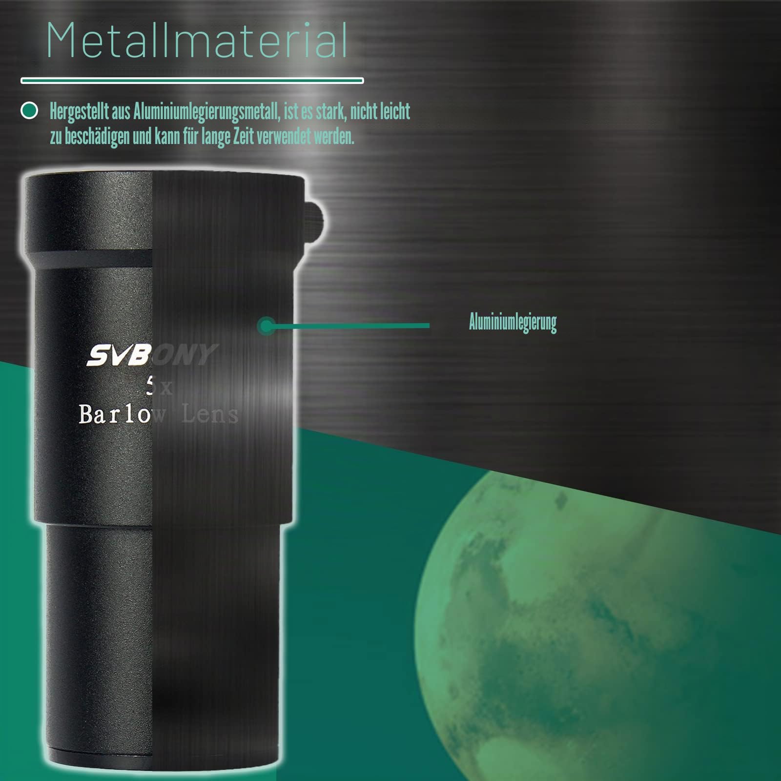 Svbony Barlowlinse 5X, 1,25 Zoll Metall Barlow Full Multi Coated Teleskop Okular Zubehör für Planetenbeobachtung und Astrofotografie