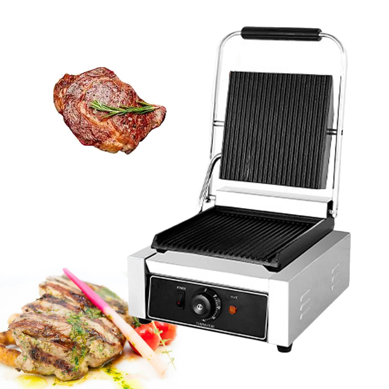 MYUYEE Electric Griddle Hot Cooking Plate, Stainless Steel Adjustable Countertop Grill, Heavy Duty Nonstick BBQ Griddle for Home and Commercial Use, 811