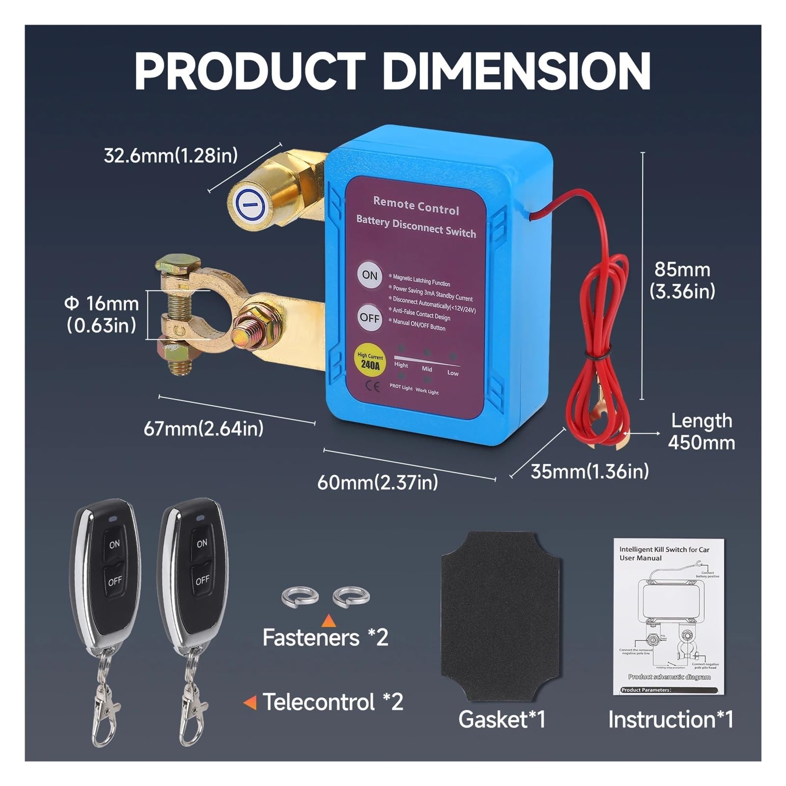 For ensemble de camion de voiture, interrupteur antivol, batterie