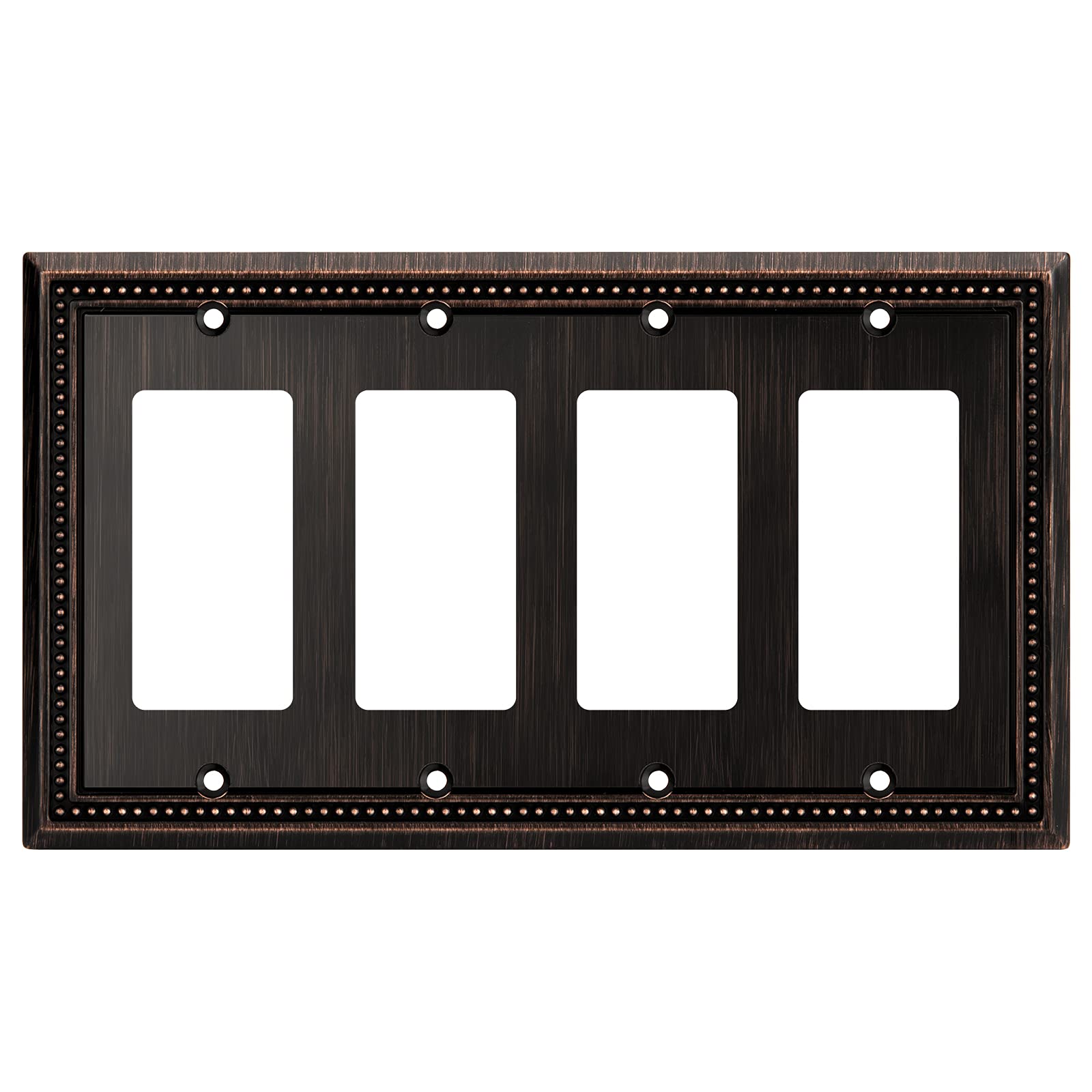 Henne Bery Sunken Pearls Heavy Duty Decorative Wall Plate Switch Plate Outlet Cover (Quad Decorator, Aged Bronze)
