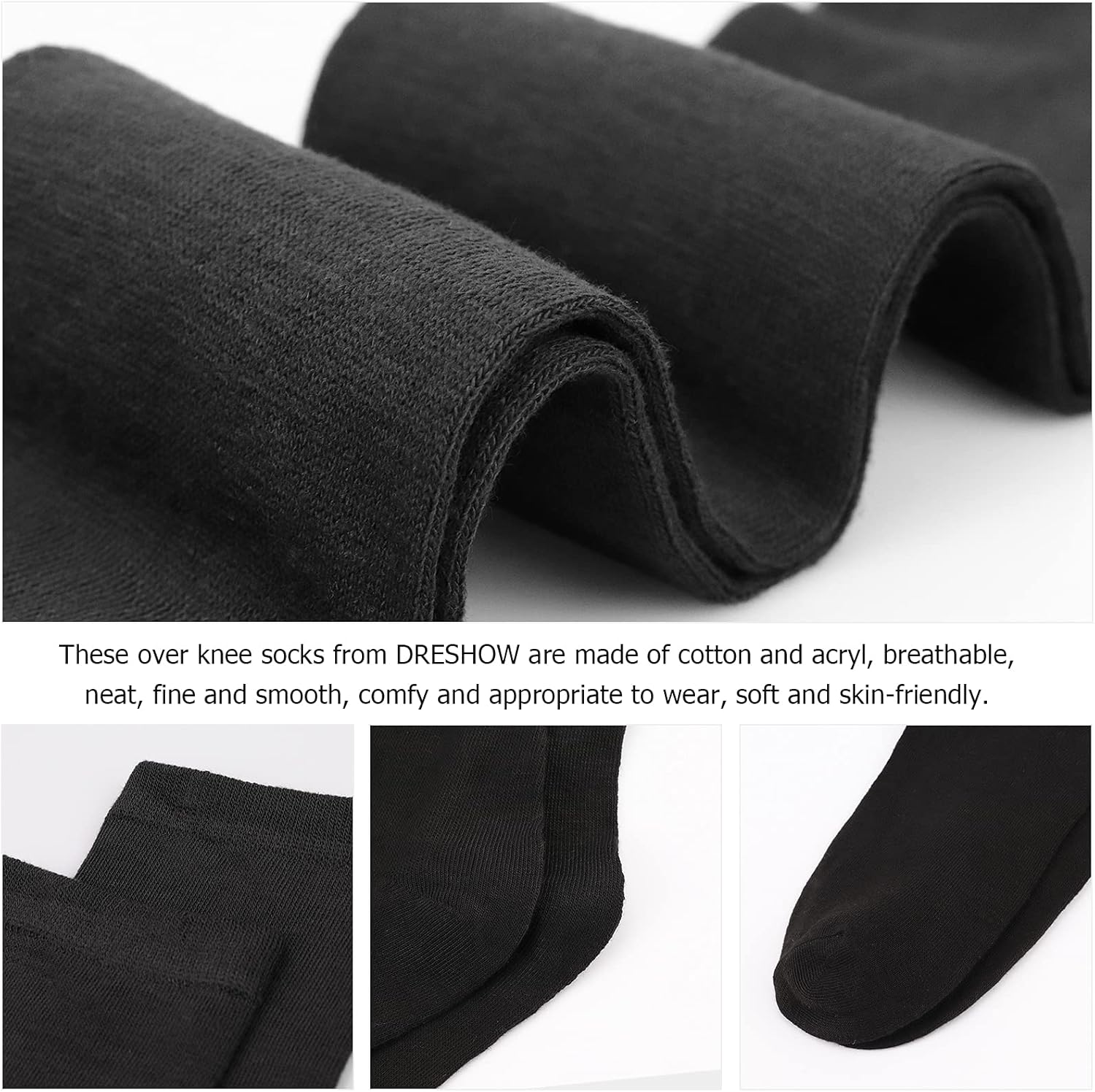 DRESHOW Extra Long High Thigh Socks Striped Over Knee Thin Tights Long Stocking - Image 4