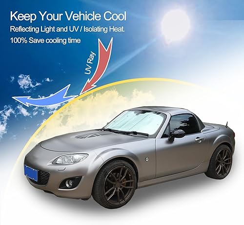 Miniatura 7 de Parasol para parabrisas delantero para Mazda MX-5 Miata 2009-2015, parasol de ventana delantera, visera solar reflectante plegable, cubierta