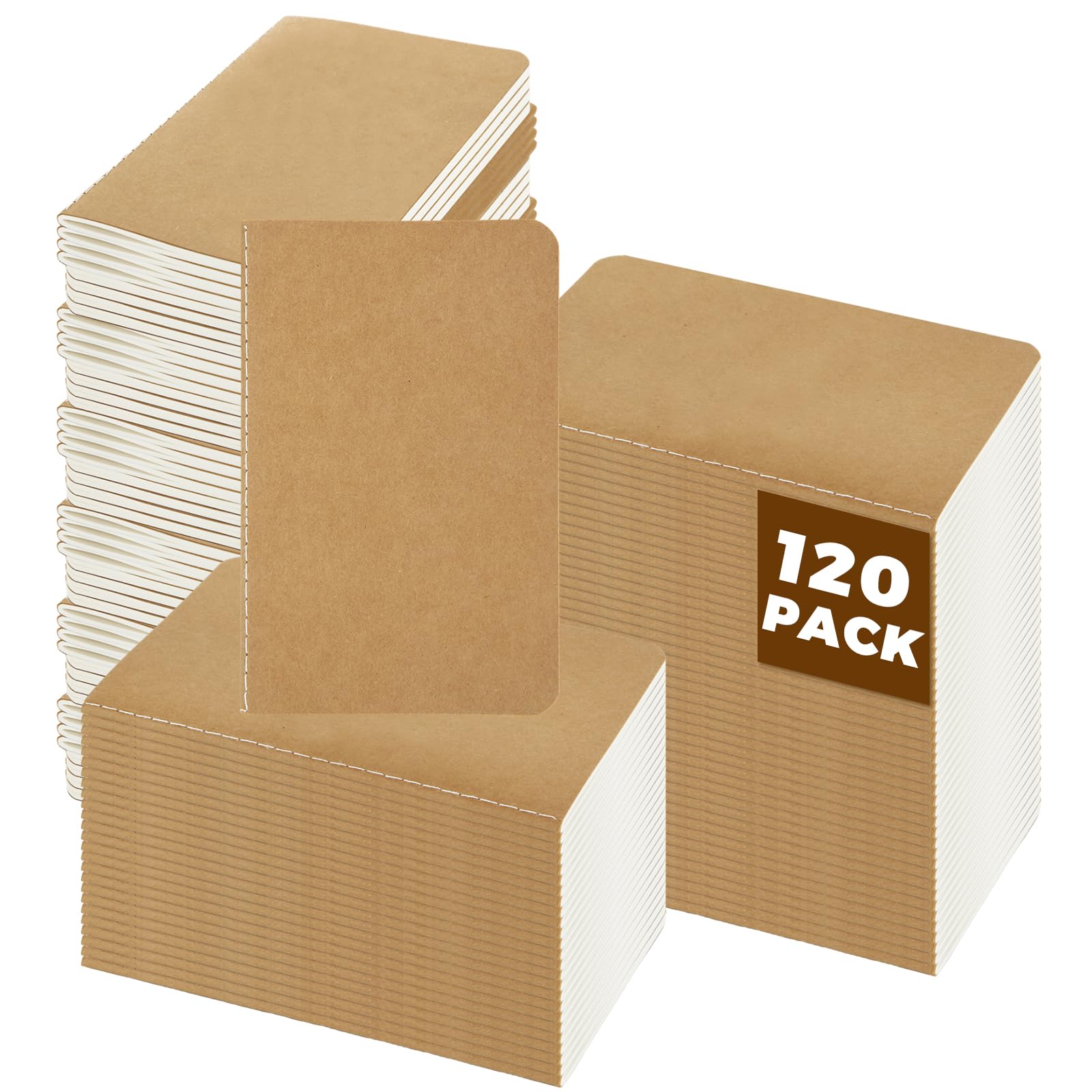 Lot de 60 mini carnets de notes en vrac, 8,9 x 14 cm, marron, 60 pages vierges