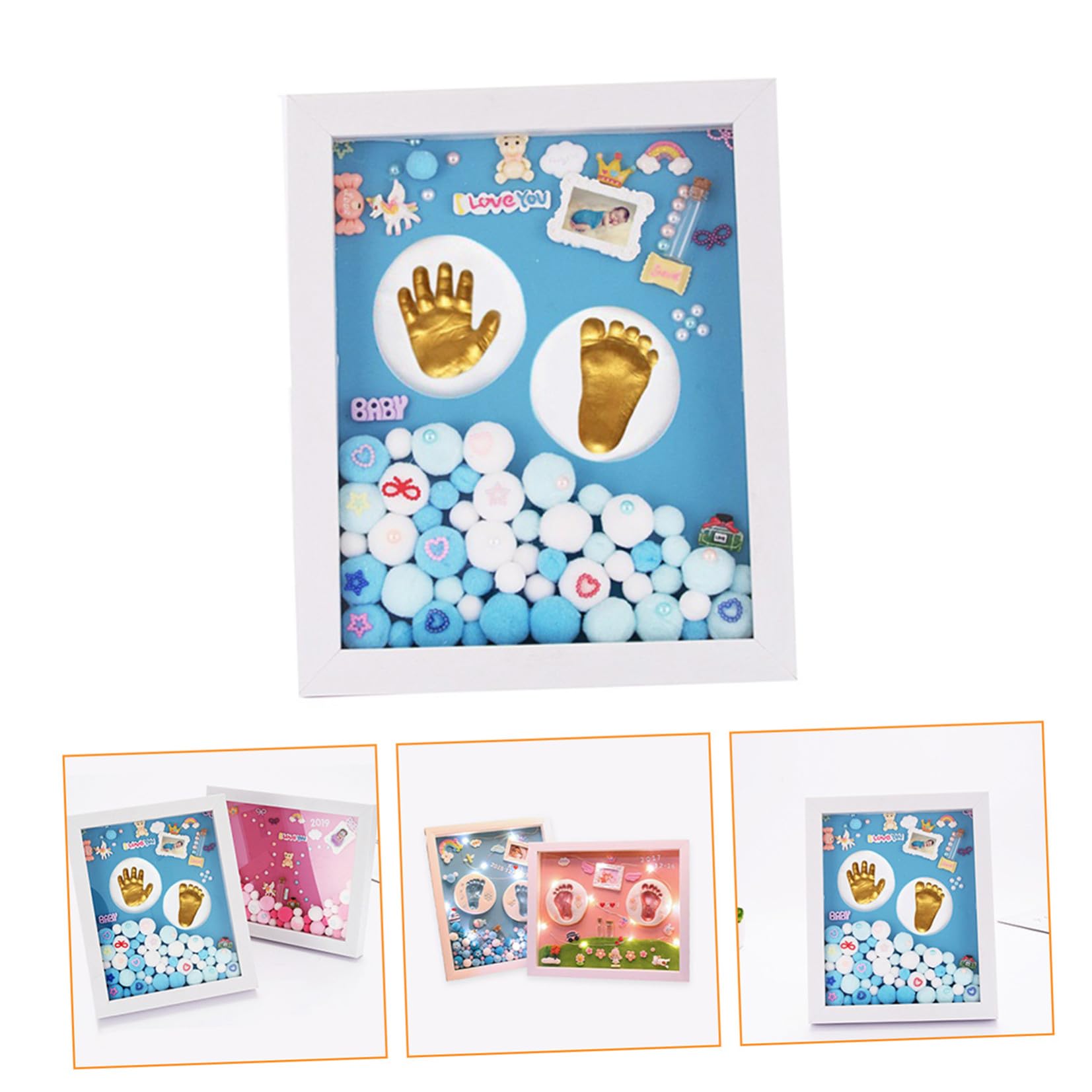 Kit Impronte per Ragazzo Ragazza Cornice per Foto, Set Regalo Nascita Pasta Modellabile e Supporto Decorativo per Ricordo Speciale