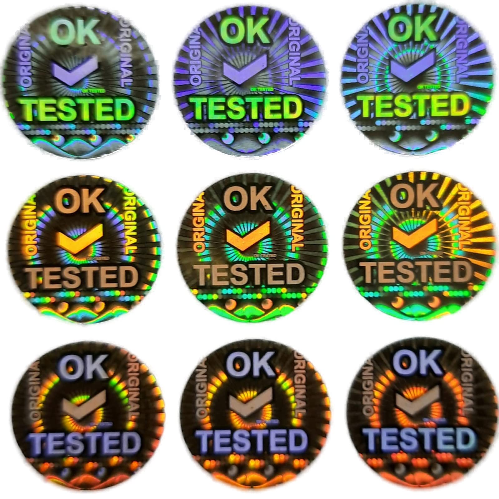 Hologram Stickers- OK Tested Dot,Golden,14mm Round,5000 Pcs