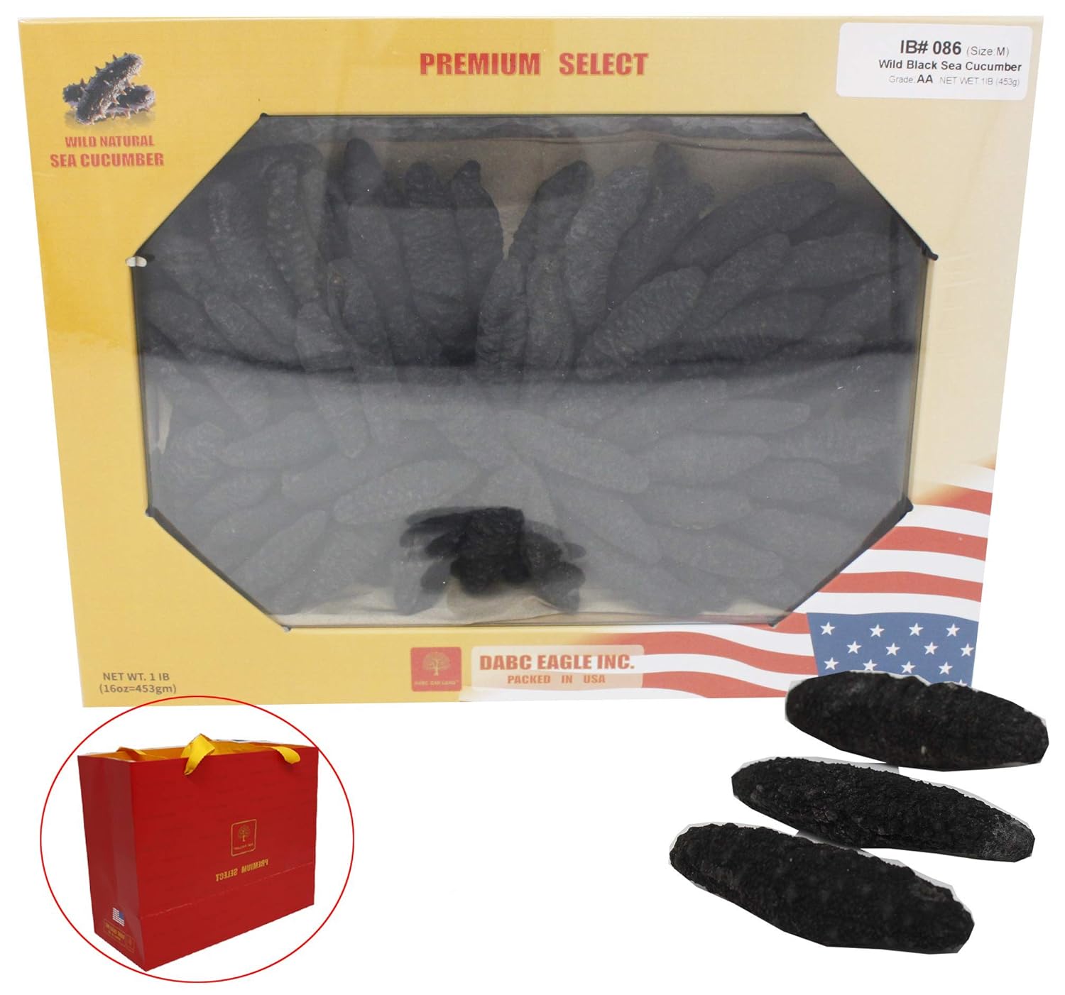 DOL Sea Cucumber,Wild Caught Sun Dried Sea Cucumber (Atlantic Black Pin Dried Sea Cucumber-M-1 Pound/Box)