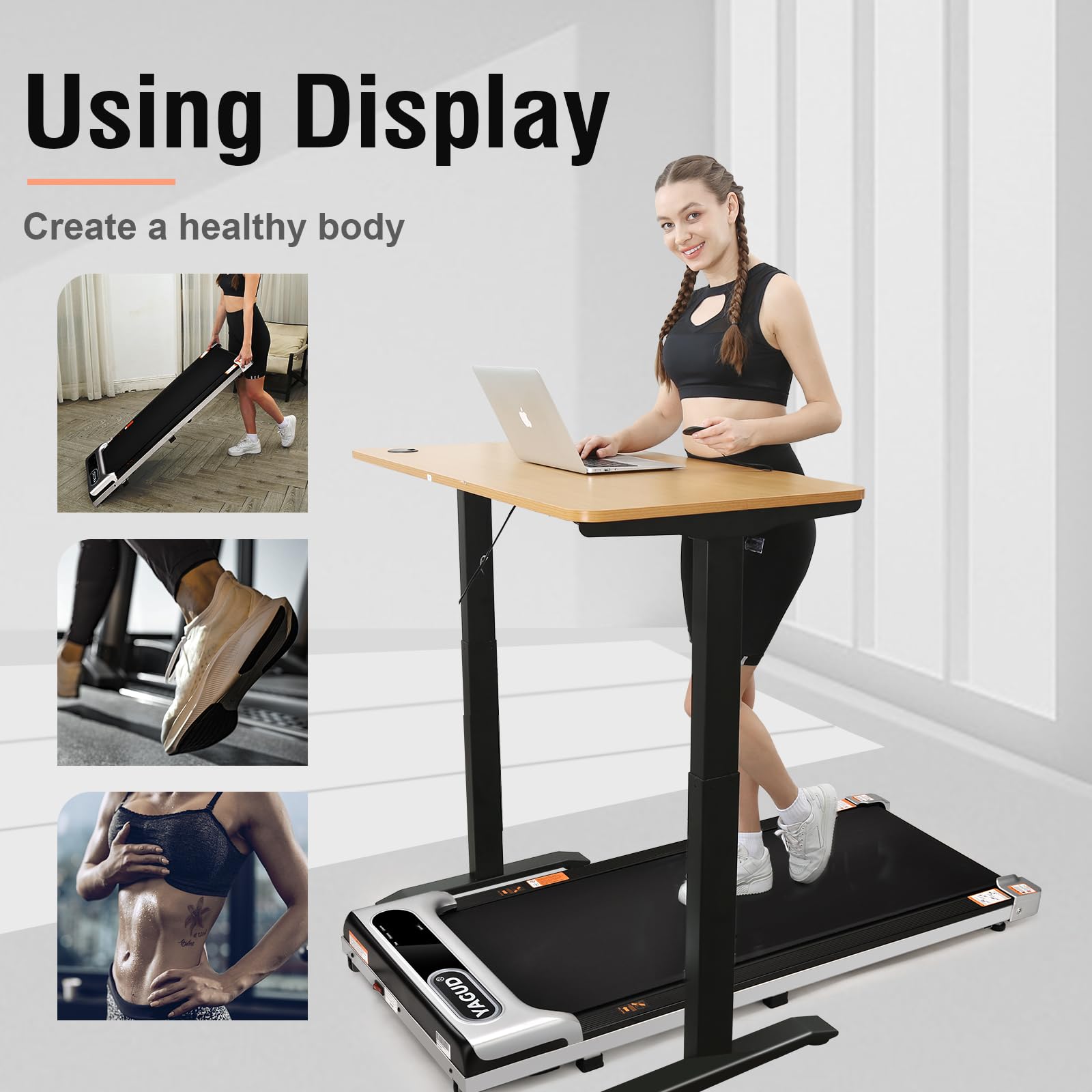 Laufband für Zuhause klappbar, Untertisch-Laufband, 2,5 PS Walking Pad mit Fernbedienung und LED-Display, tragbare Untertischunterlage für Zuhause/Büro | Untertisch-Laufband, LED-Display, Fernbedienung