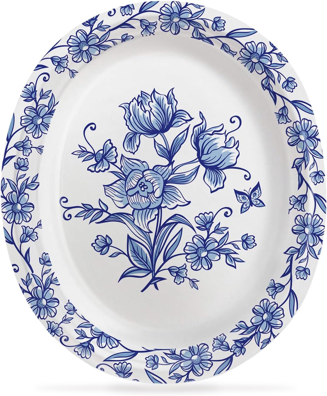 Uiifan 100 Pcs Oval Paper Plates 10" x 12" Large Oval