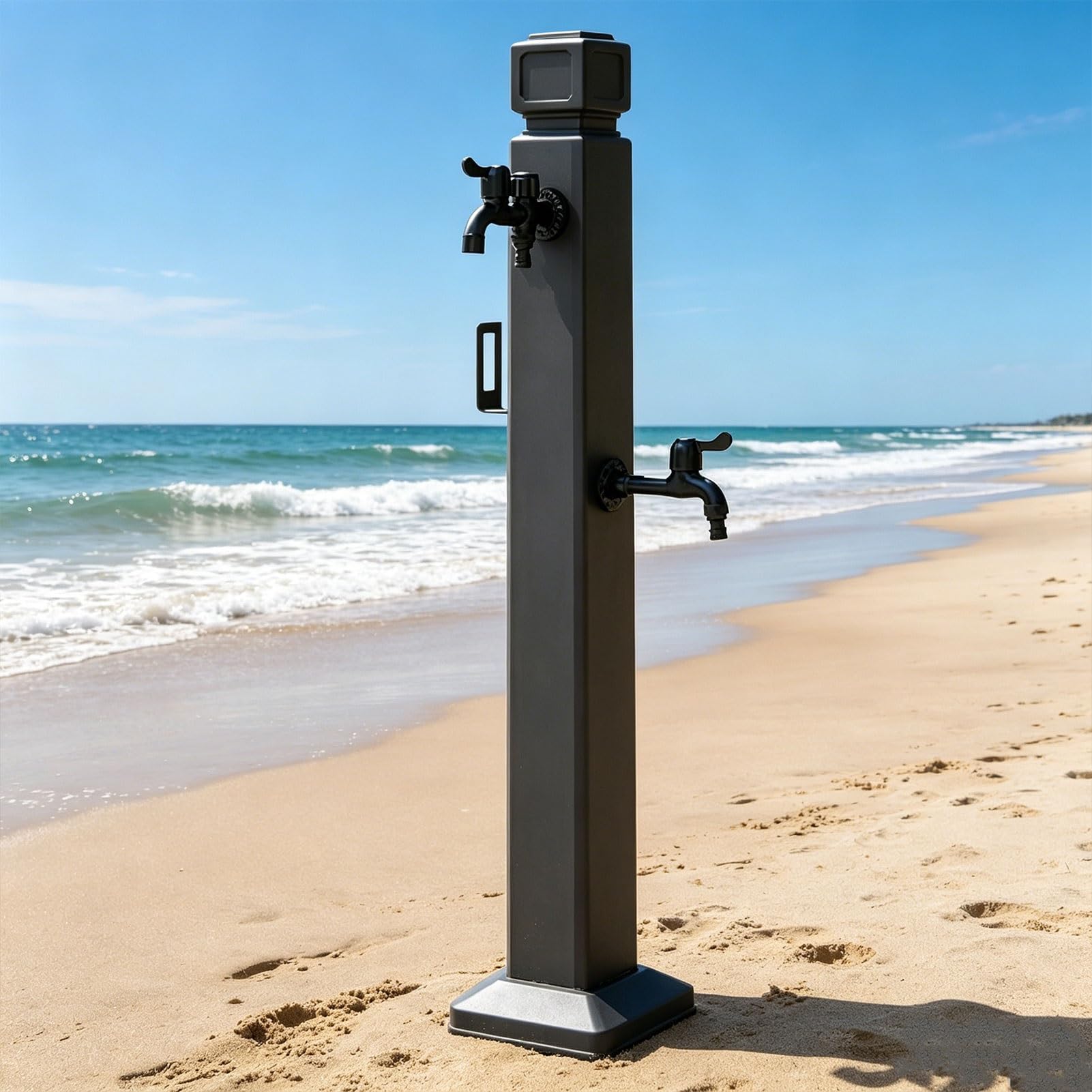 Zewnętrzna kolumna wodna ze stali nierdzewnej 304,wolnostojący hydrant z czarnego podwórza,zewnętrzna kolumna wodna z kranem i pistoletem natryskowym,do trawnika ogrodowego(C,Height: 60cm/23.6in)