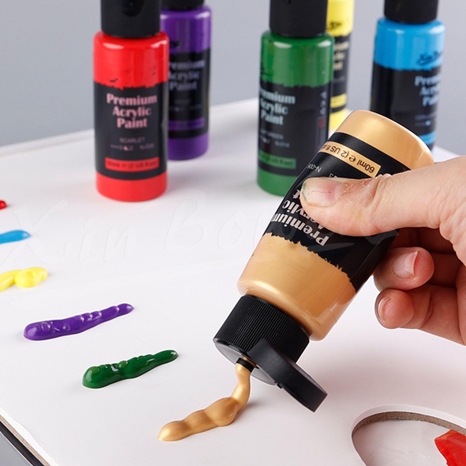 Professionelles Aquarellfarben-Set, 24 Flaschen mit flüssigen Aquarellfarben à 60 ml sowie 3 synthetische Pinsel für Erwachsene, Anfänger und Künstler – hochpigmentiertes,