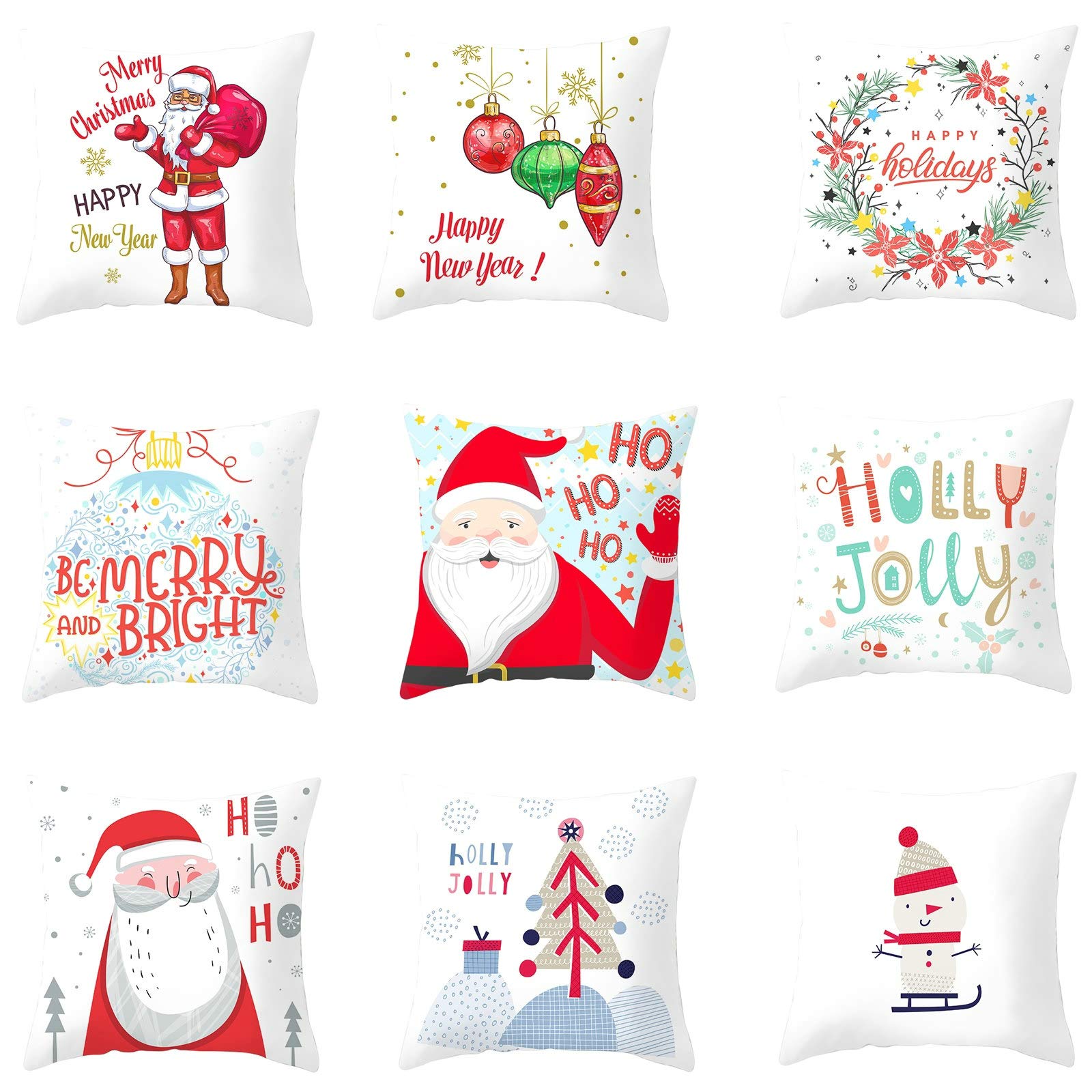 TOMEEK Cuscini Natalizi per Divano - Copricuscini Natalizi Federe Cuscini Divano 45x45 cm Decorazioni natalizie Copridivano Natalizio Salotto e Camera(Buon Natale C,Taglia unica