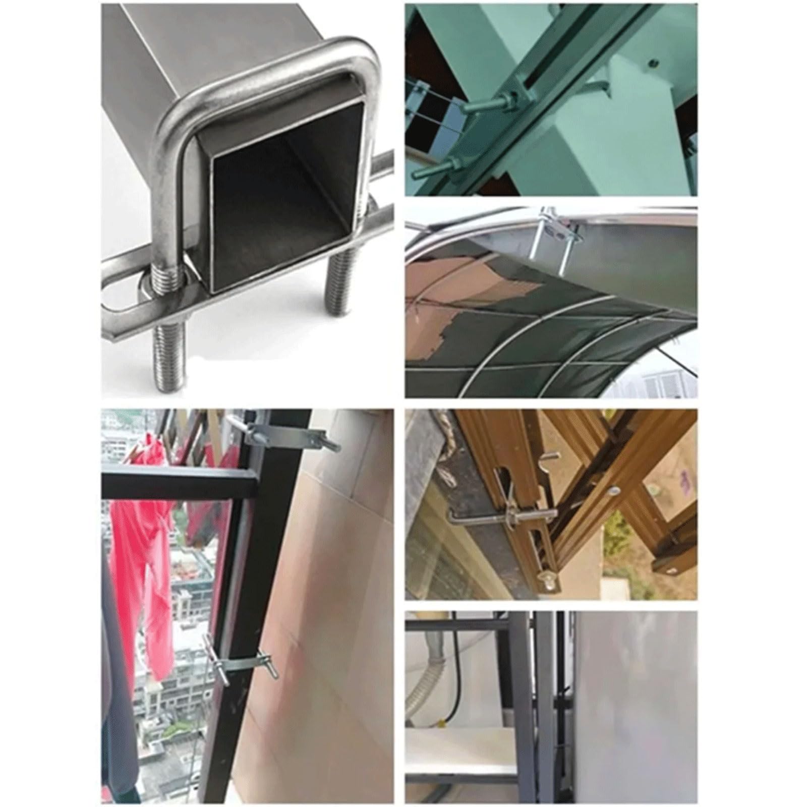 Metalowa śruba okrągła w kształcie litery U, Stainless Steel Square U-Bolts Kit M6 M8 M10 With Nuts And Frame Plates(M6*30 * 50(5 sets))