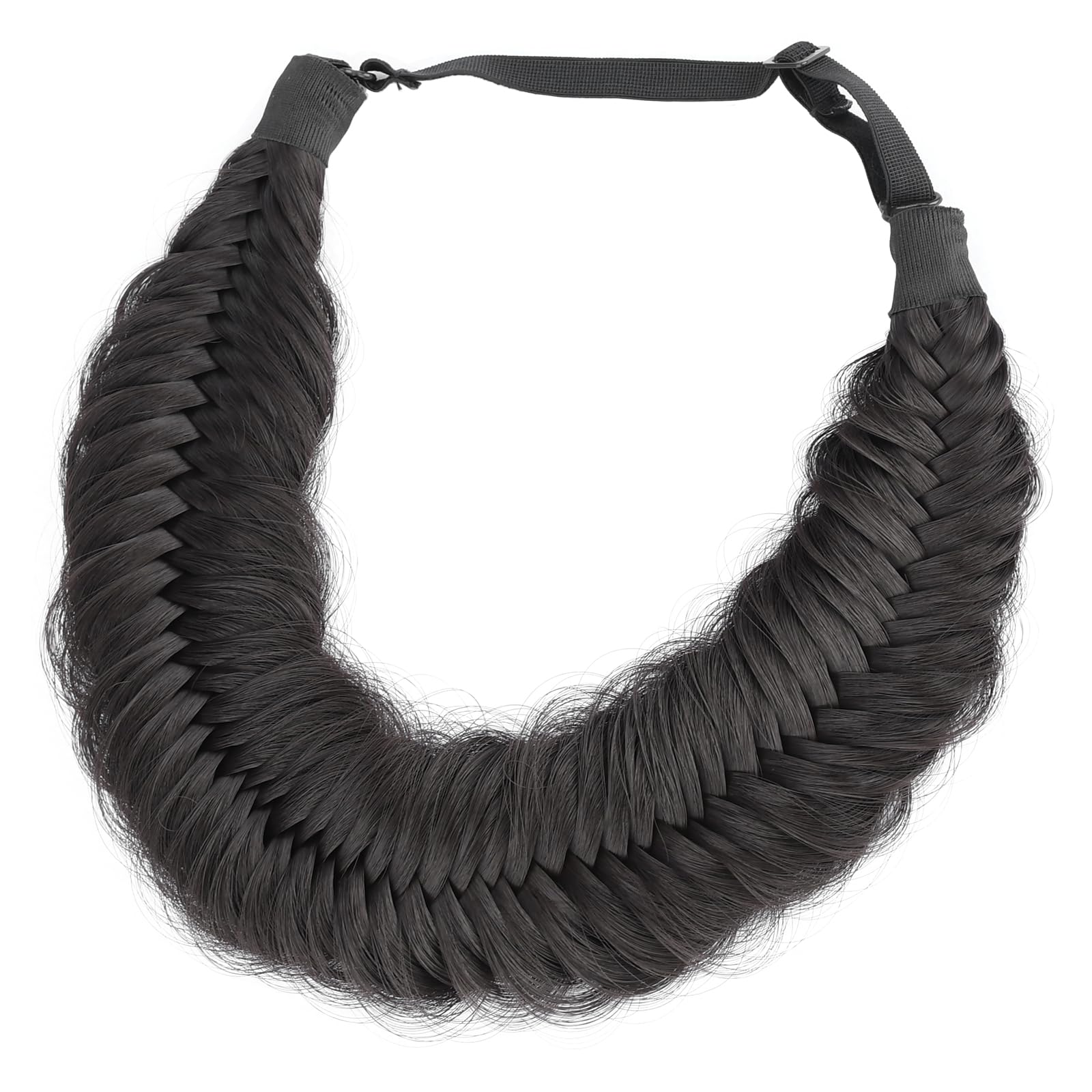Gledola 2 Strands Fishtail Wide Messy Plaited Braids Headband (Deep Brown, Wide)