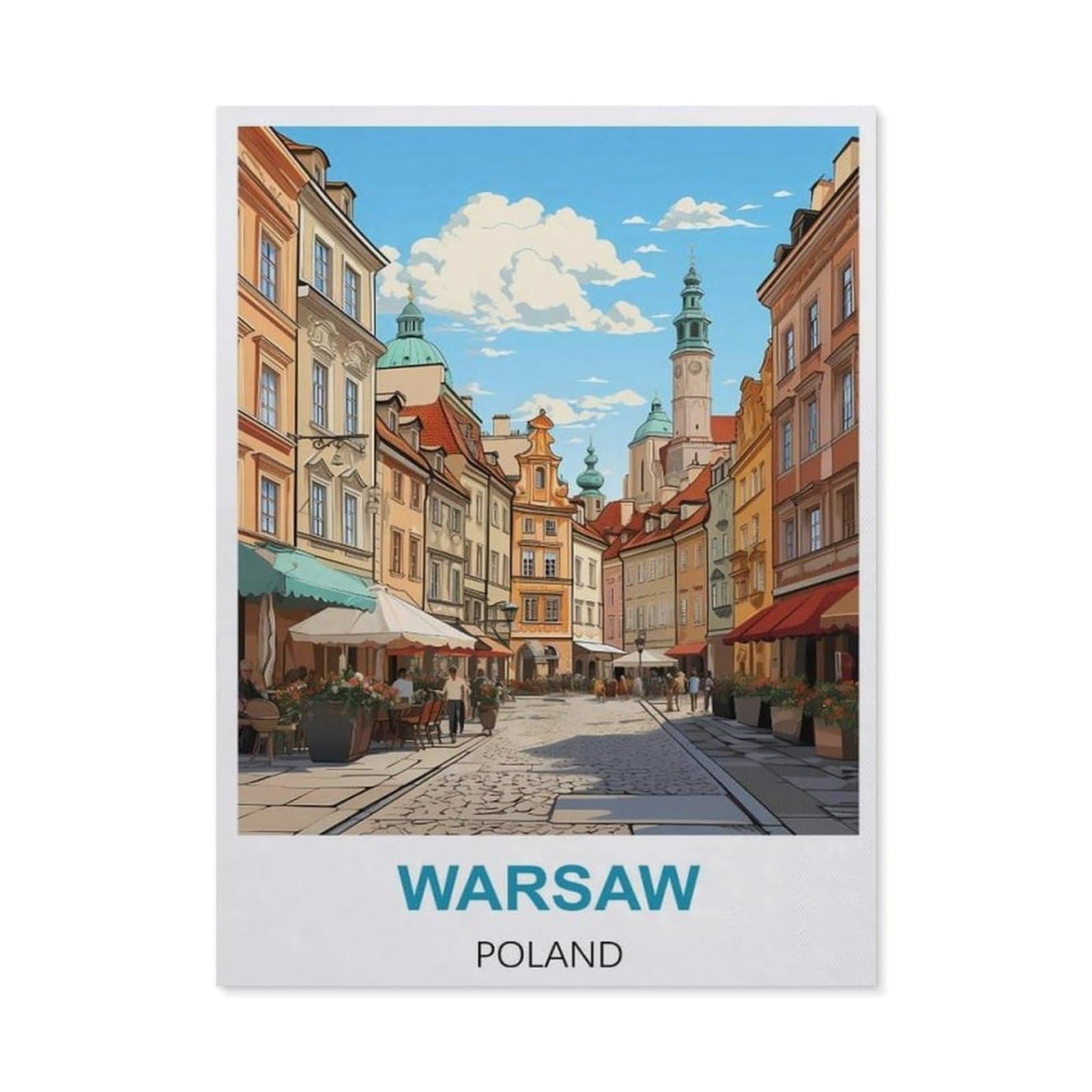 BEAYODKP Warsaw Poland Vintage Travel Posters，Diamond Art Kits for Adults and Kids, Full Drill Round Rhinestone Paint with Diamonds（40 x 50 cm/15.74 x 19.68 inches）-BV81